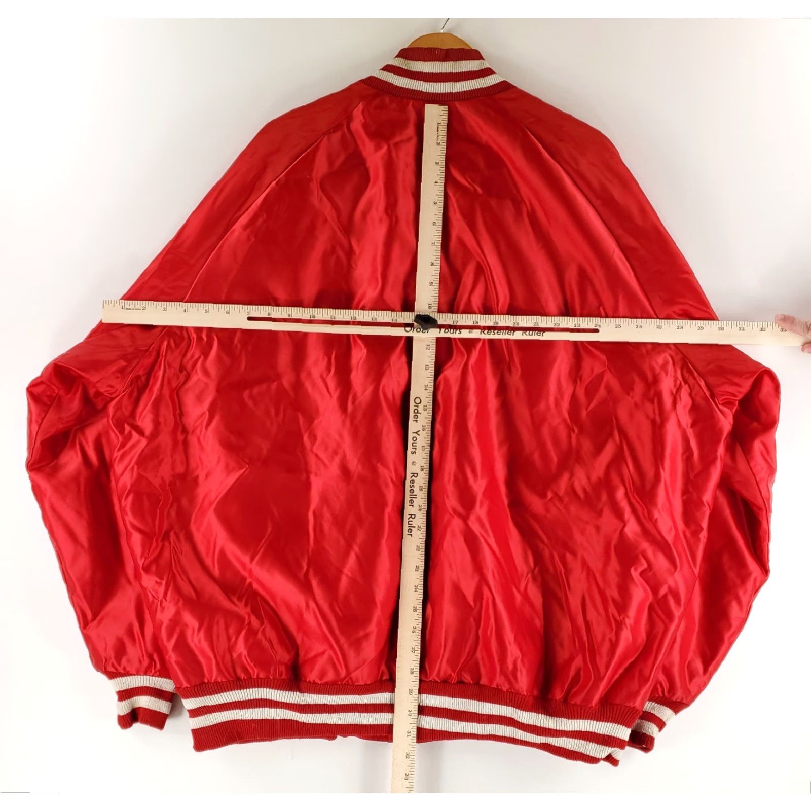 Vintage VINTAGE DeLong Nebraska Satin Bomber Jacket 4XL Red Mens 80s 90s Spellout Size US XXL / EU 58 / 5 - 8 Thumbnail