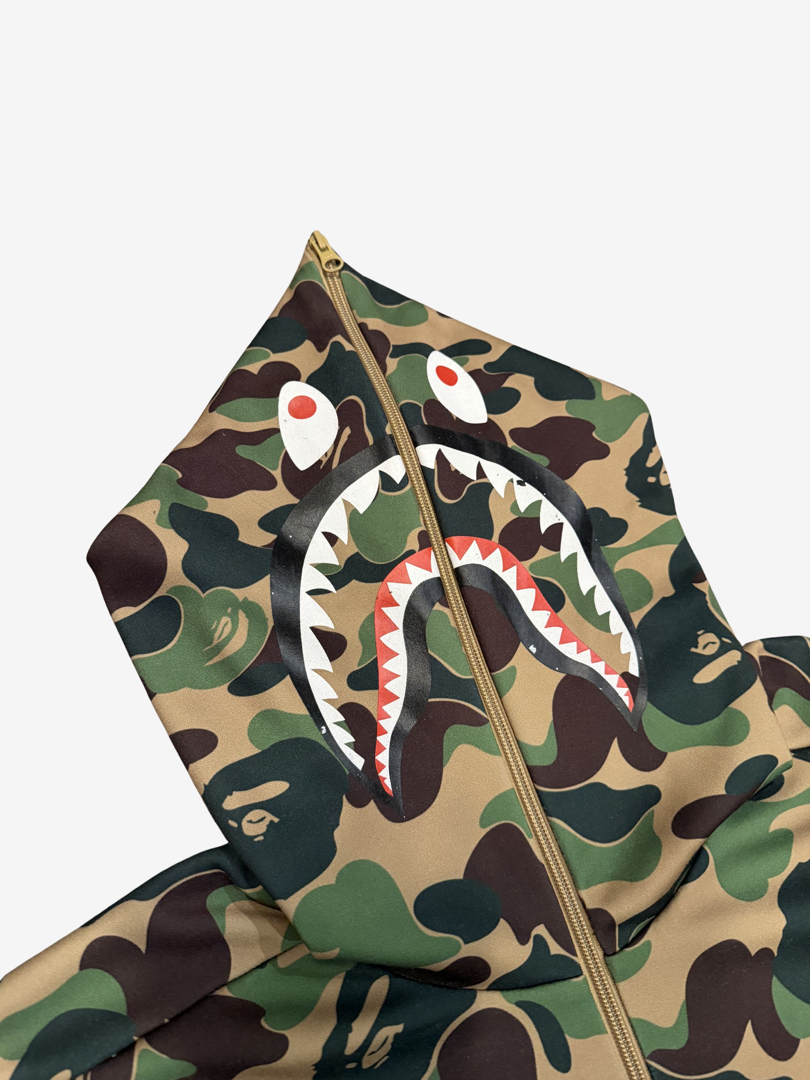 Adidas × Bape A Bathing Ape x Adidas Green Camo Full Zip Up Shark Hoodie Size US L / EU 52-54 / 3 - 3 Thumbnail