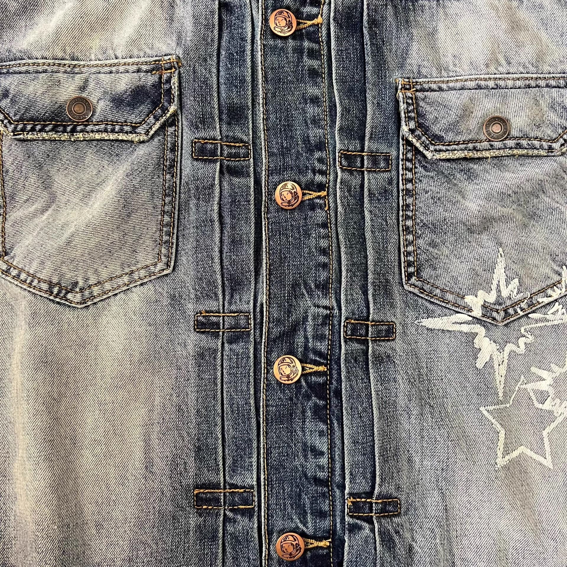 Billionaire Boys Club b BBC Paint-Splatter Distressed Explosion Denim Jacket。 Q7 Size US L / EU 52-54 / 3 - 6 Thumbnail