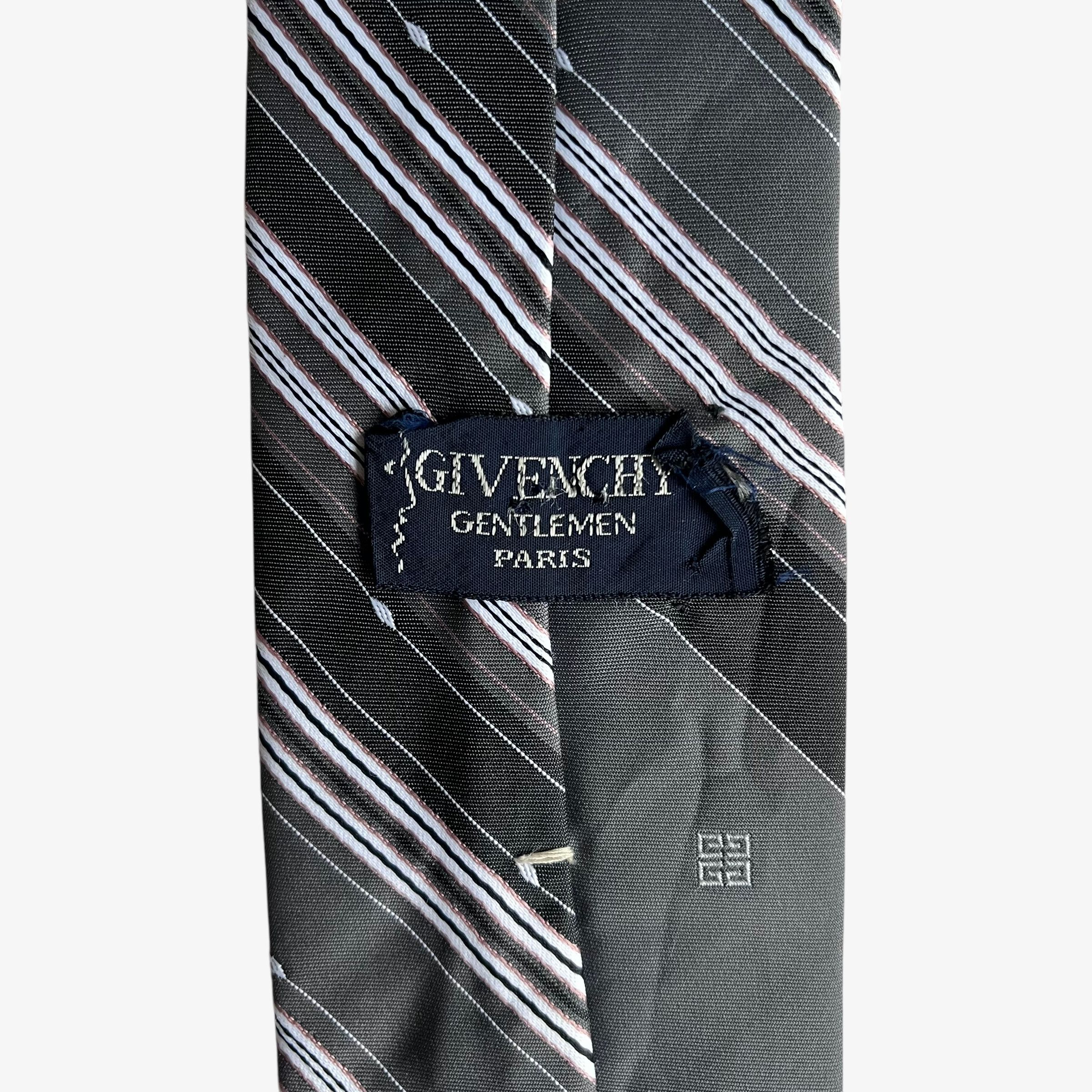 Givenchy Vintage 80s Givenchy Gentlemen Grey & White Striped Tie Size ONE SIZE - 2 Thumbnail