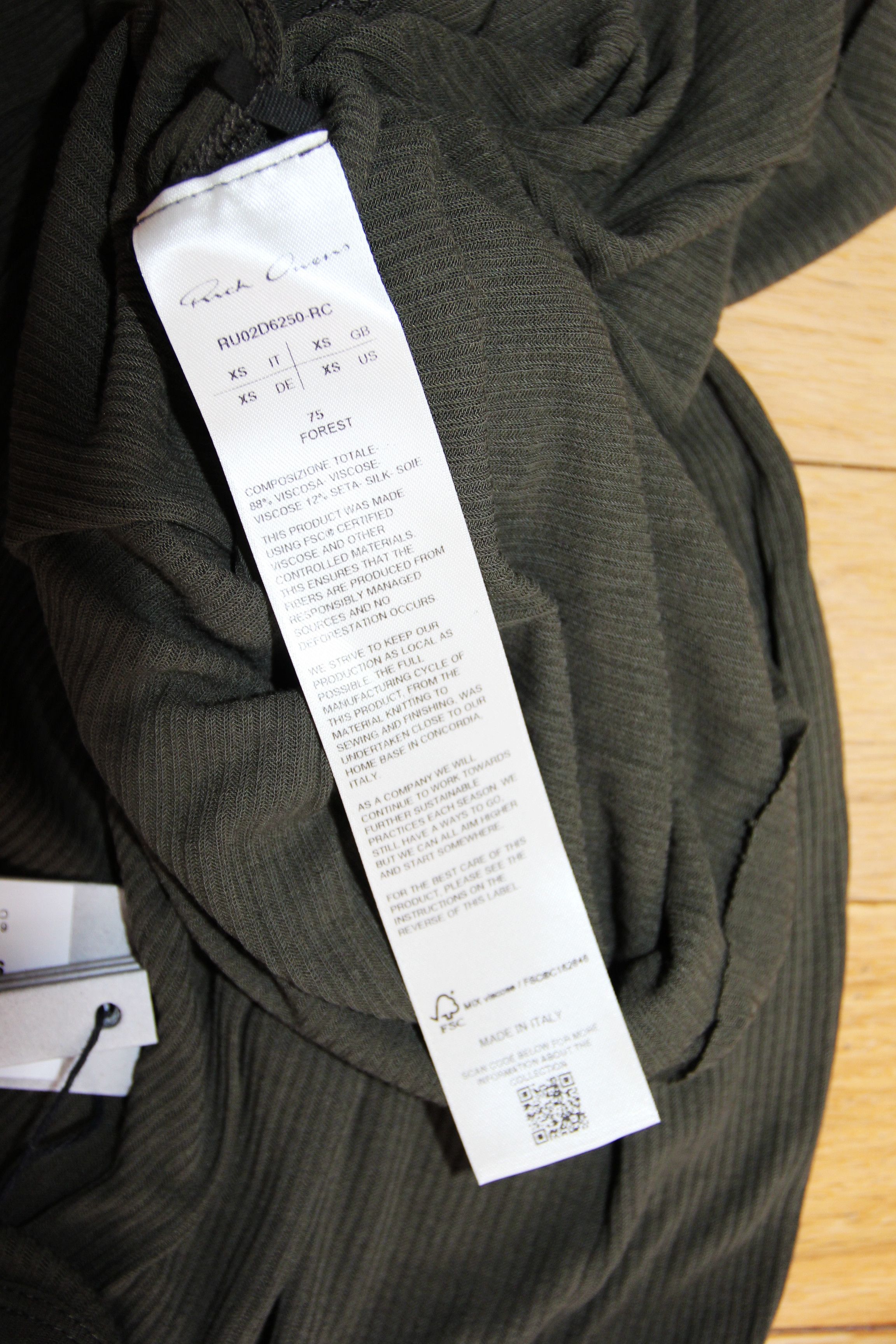 Rick Owens BNWT AW24 RICK OWENS "PORTERVILLE" RIB LS T TSHIRT FOREST XS Size US XS / EU 42 / 0 - 10 Thumbnail