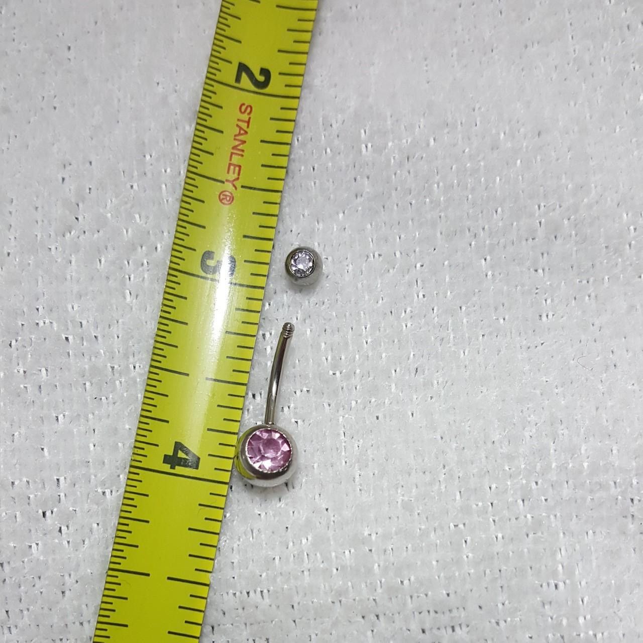 Vintage Silver Double Crystals Barbell Navel Belly Button Ring Size ONE SIZE - 3 Thumbnail