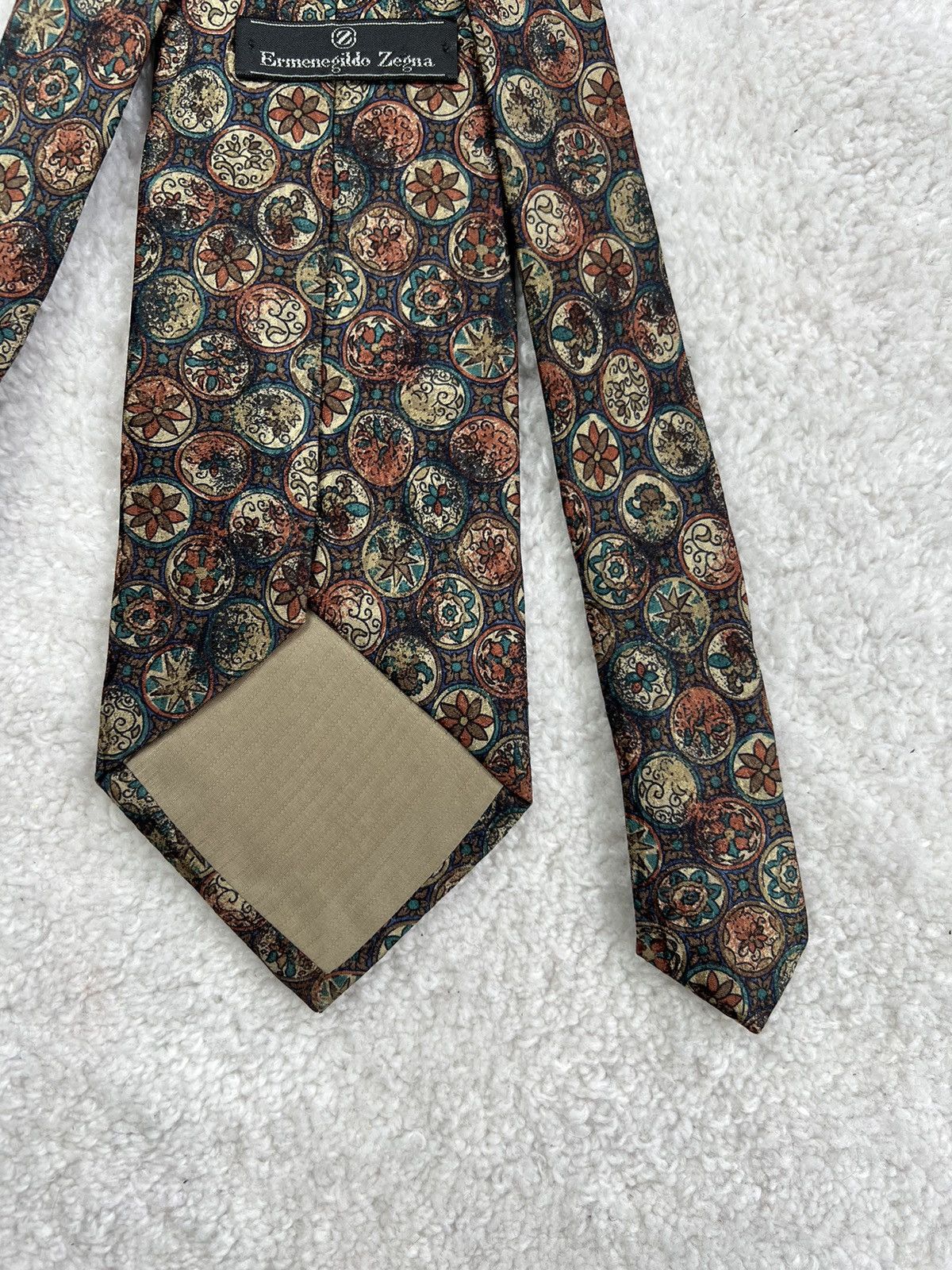 Ermenegildo Zegna Vintage Ermenegildo Zegna Silk Geometric Brown Luxury Tie Size ONE SIZE - 8 Thumbnail
