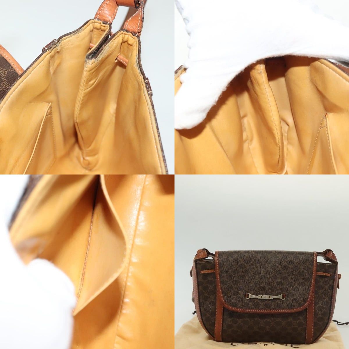 Celine CELINE Macadam Canvas Shoulder Bag Pvc Leather Brown Gold Size ONE SIZE - 12 Thumbnail