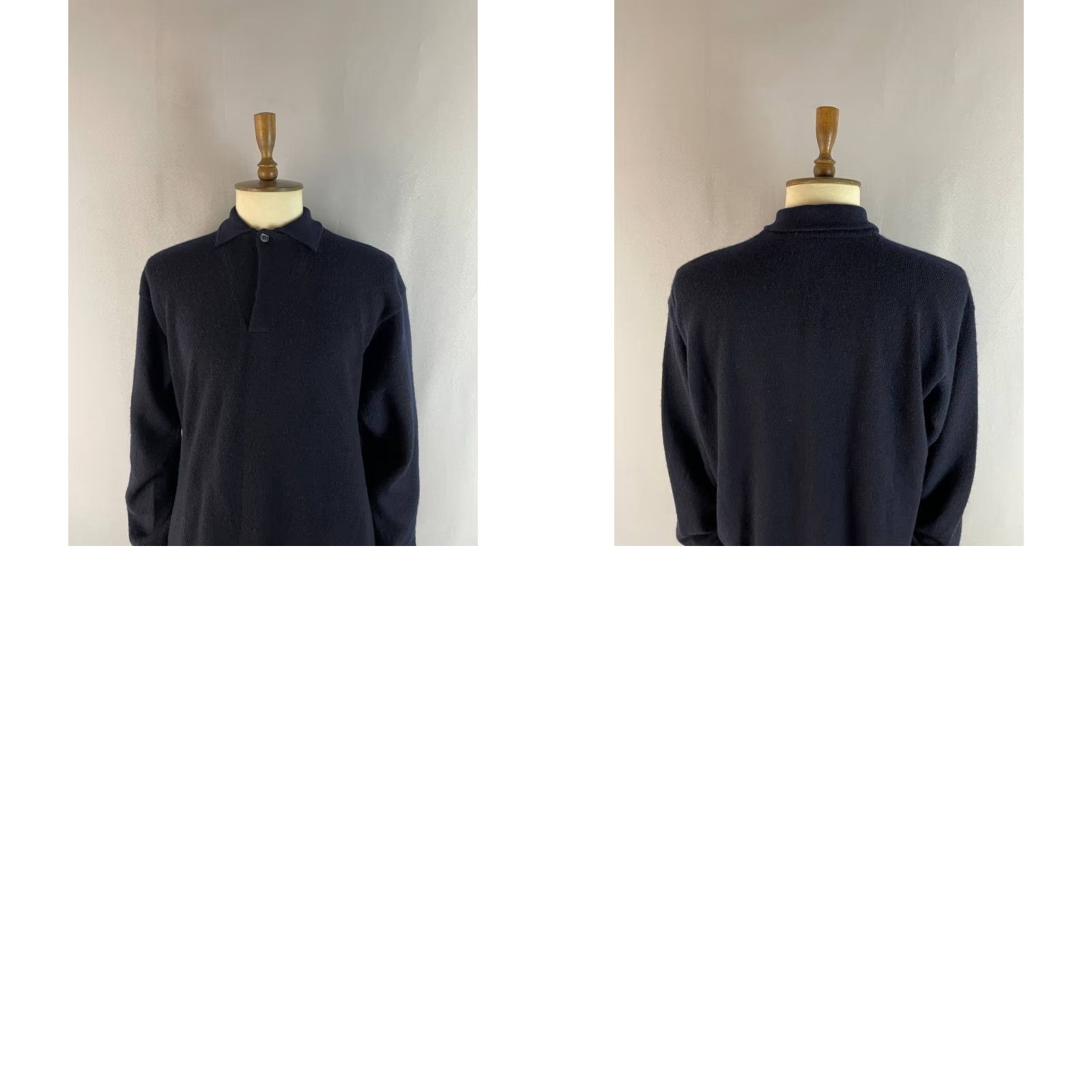 Loro Piana Loro Piana Mens Knit Sweater XL Blue Cashmere Long Sleeve Collared Pullover Knit, Regular Fit, Button Accent, Solid, Casual Size US XL / EU 56 / 4 - 9 Thumbnail