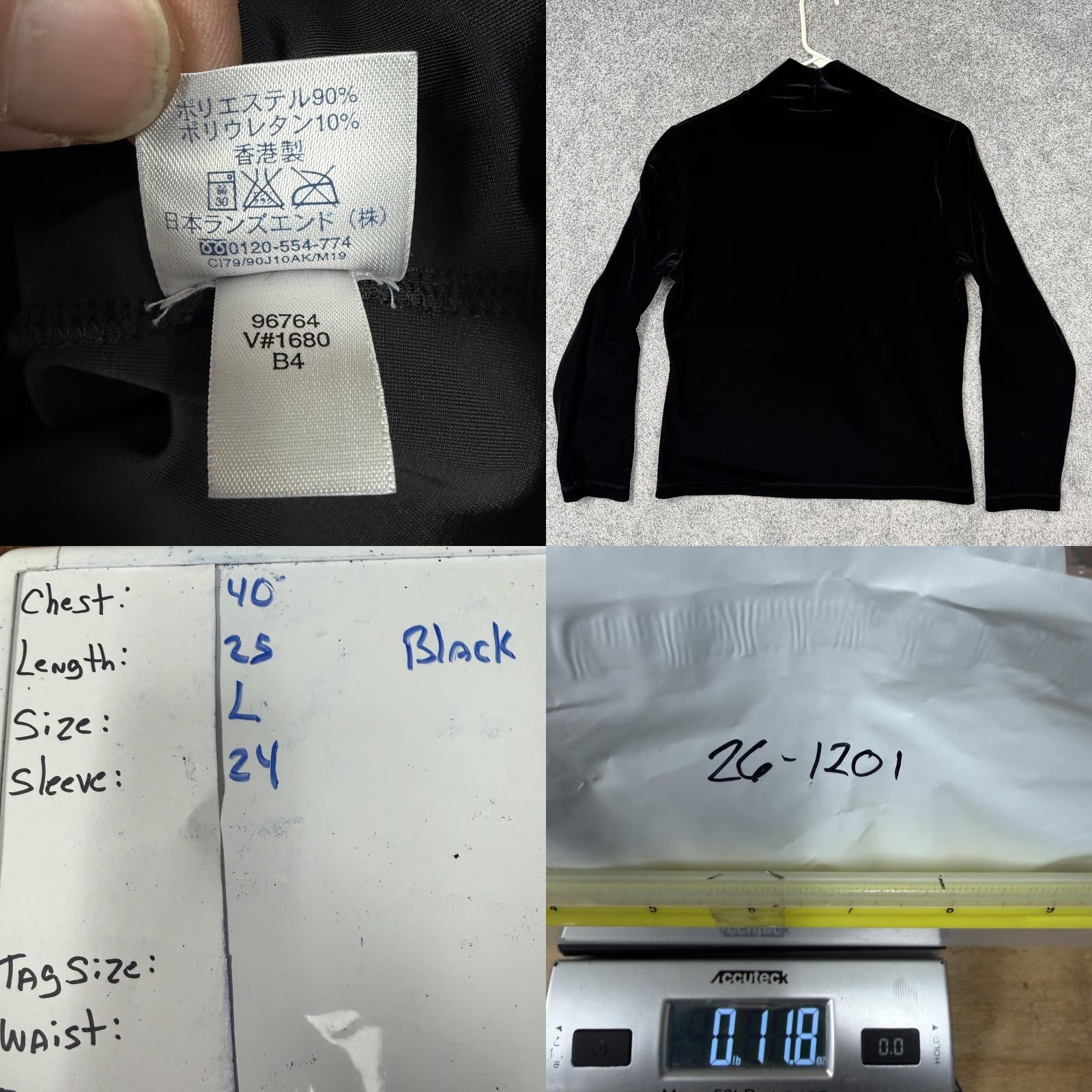 Lands' End Lands' End Blouse Top L Black Velvet Mock Neck Long Sleeve Women Witchy Chic Whimsigoth Vintage No (if avoid N/A) Size L / US 10 / IT 46 - 8 Thumbnail