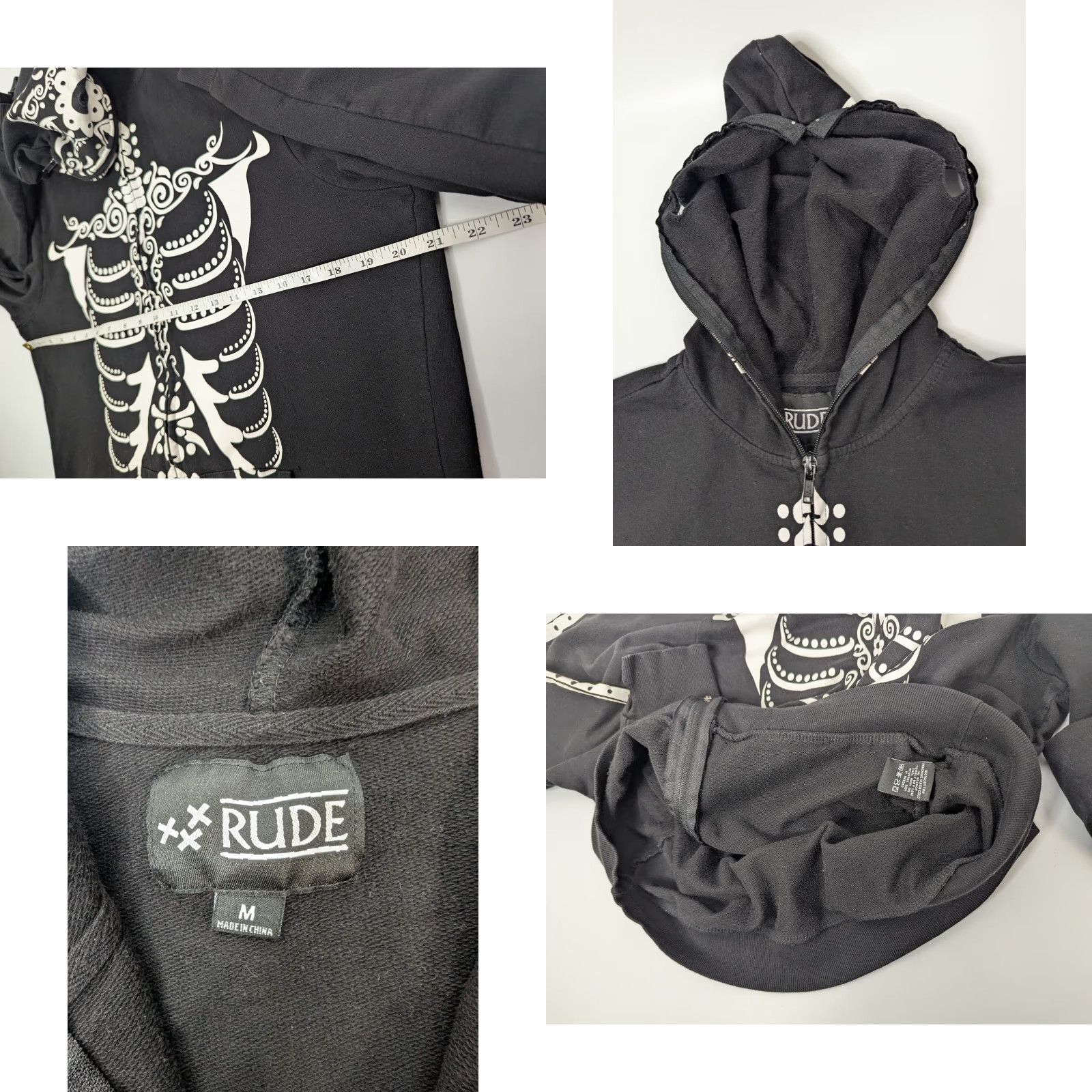 Hot Topic VINTAGE XXXRude Skeleton Hoodie Hot Topic Full Zip Up Skull Mask Emo Grunge Size Medium Size US M / EU 48-50 / 2 - 8 Thumbnail