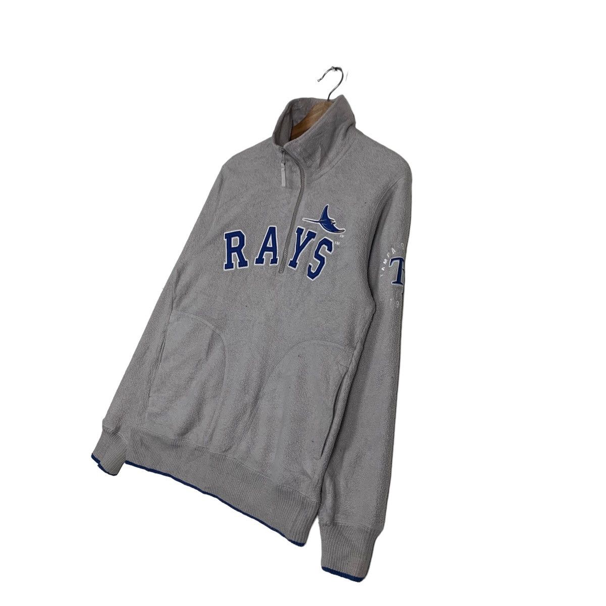 Japanese Brand MLB RAYS SPELLOUT BIG LOGO HALF ZIP FLEECE SWEATER #0005-C1 Size US M / EU 48-50 / 2 - 2 Thumbnail