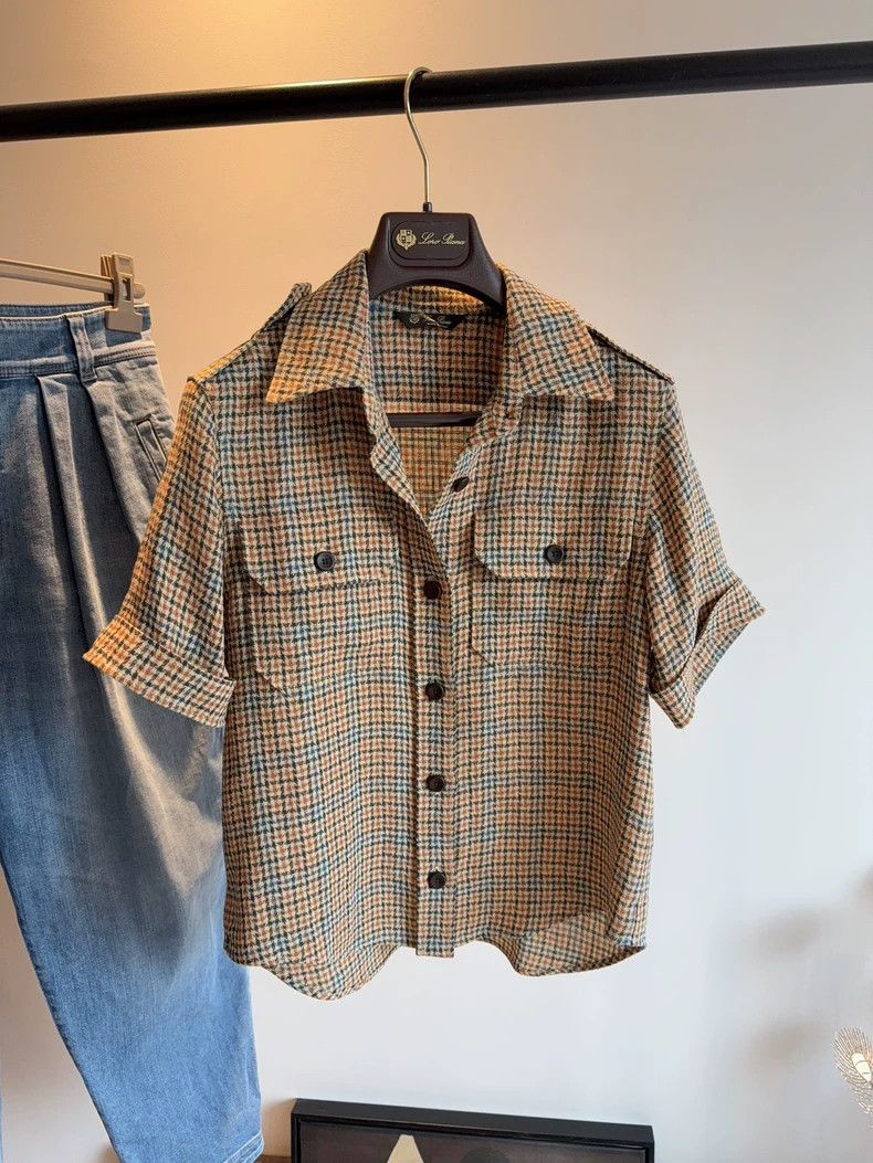 Loro Piana LORO PIANA Grid short-sleeved shirt Size XXS / US 00 / IT 34 - 2 Thumbnail