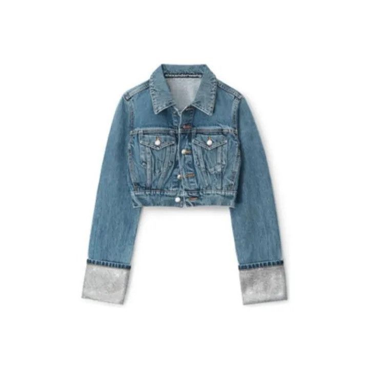 Alexander Wang Alexander Wang Cropped Long Sleeve Denim Jacket - Size XS / US 0-2 / IT 36-38 - 1 Thumbnail
