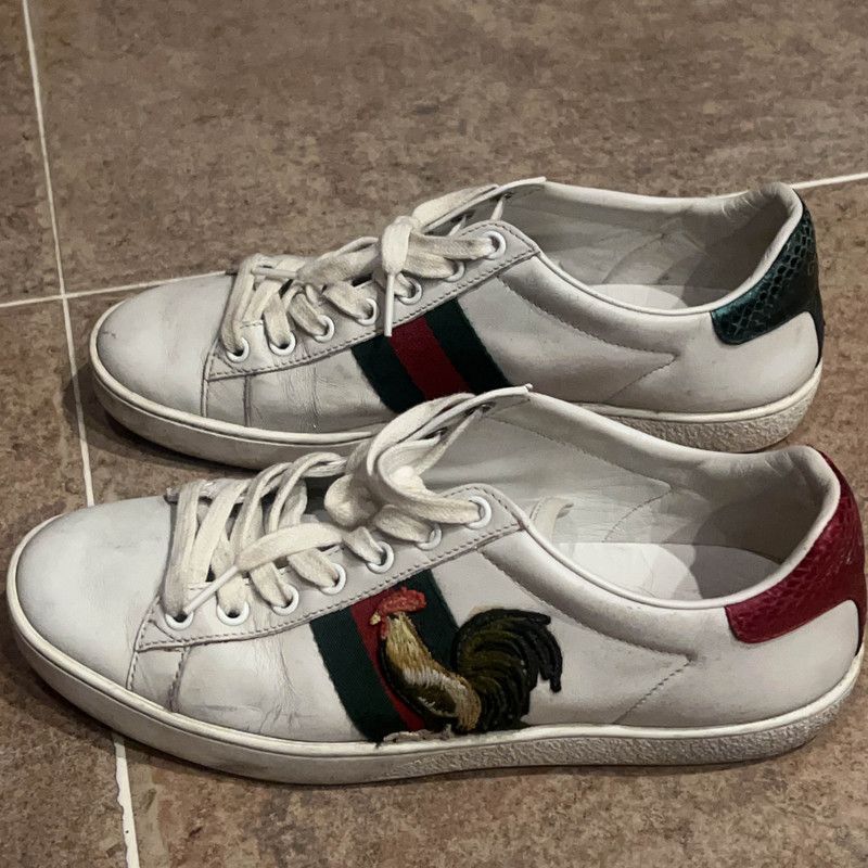 Gucci Gucci Leather Low-Top Sneakers with Embroidery 0079 Size US 5.5 / EU 38 - 1 Thumbnail