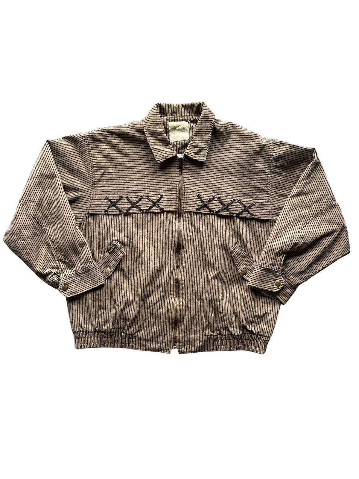 Japanese Brand Japanese Brand Words Worth Pinstriped Bomber Jacket Size US L / EU 52-54 / 3 - 1 Thumbnail