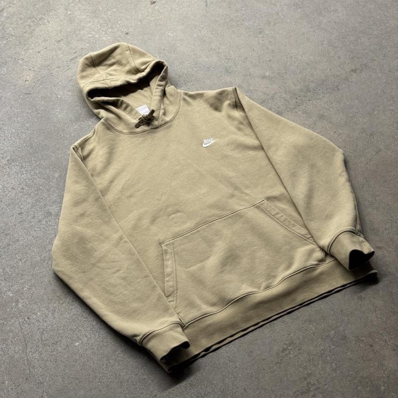 Vintage 90s Y2K Nike Swoosh Pullover Hoodie Beige Mens XL