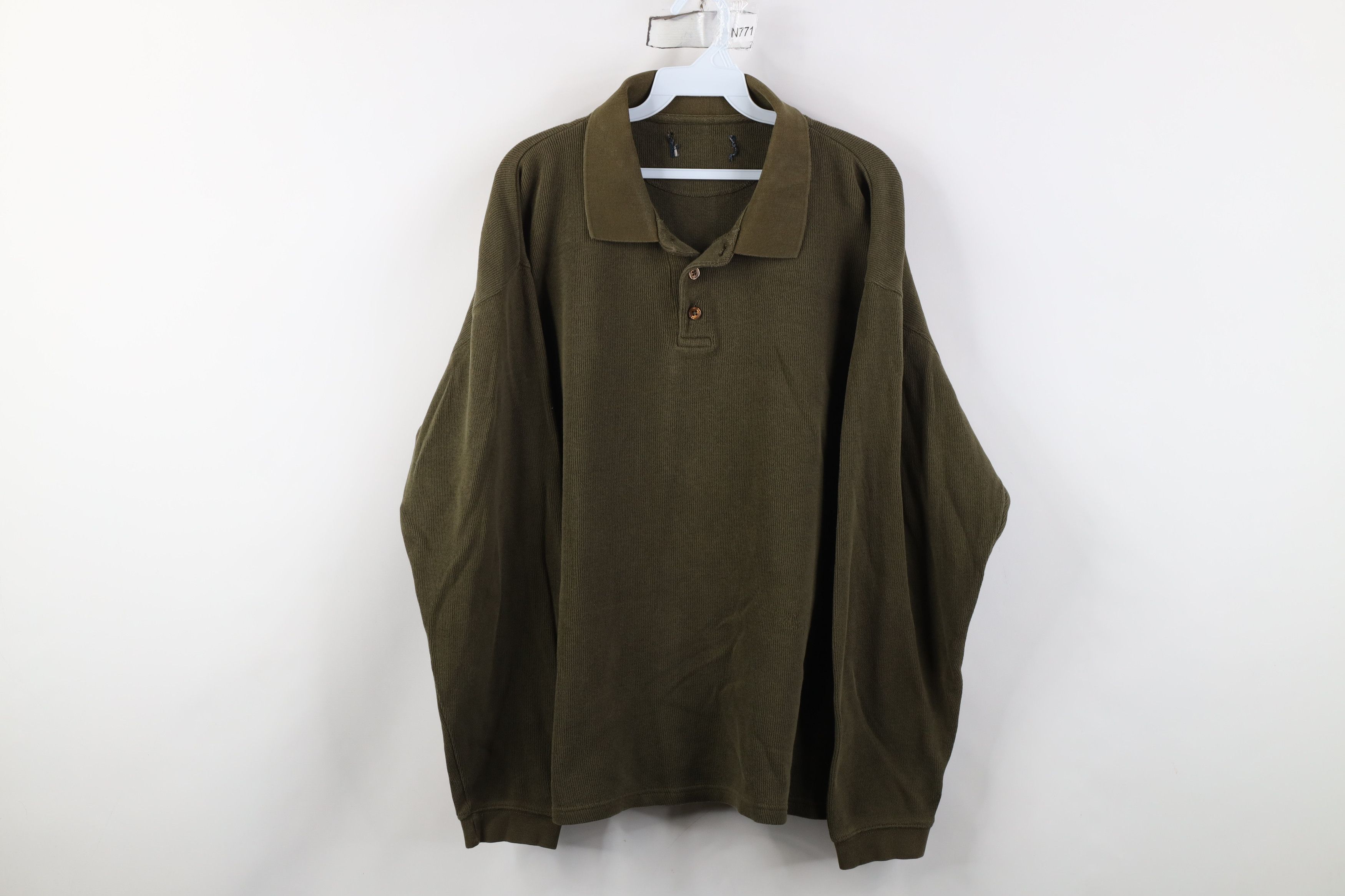 Vintage Vintage 90s Streetwear Heavy Ribbed Knit Long Sleeve Polo Size US XXL / EU 58 / 5 - 1 Thumbnail