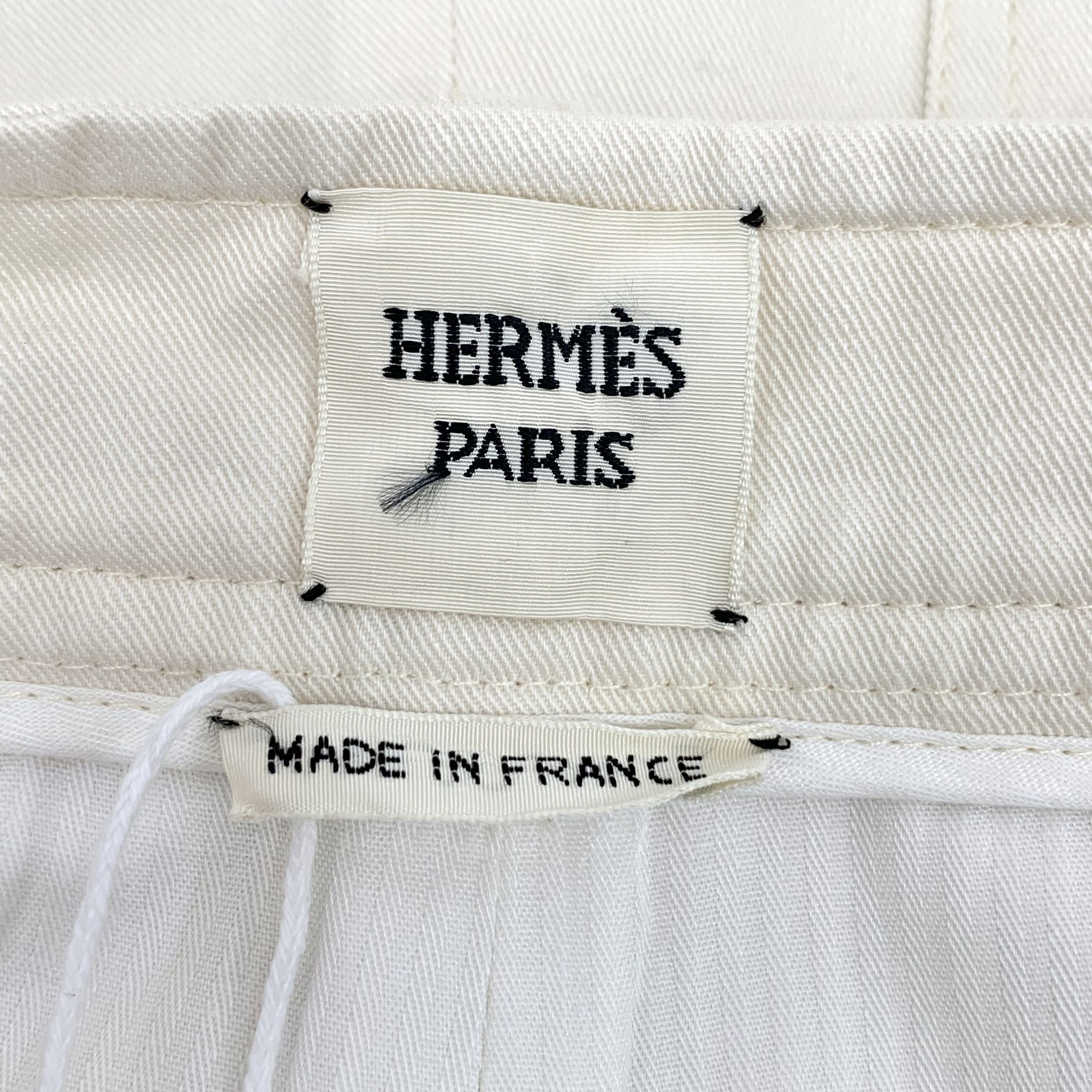 Hermes Hermes Cotton Casual Pants White (38) Size 26" / US 2 / IT 38 - 6 Thumbnail