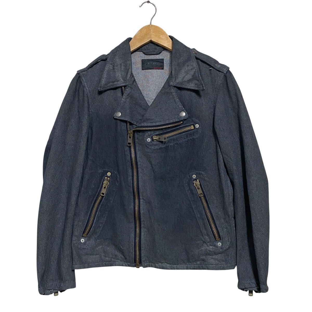 Le Grande Bleu (L.G.B.) Maniac Works Black Waxed Denim Biker Jacket Size US M / EU 48-50 / 2 - 2 Thumbnail
