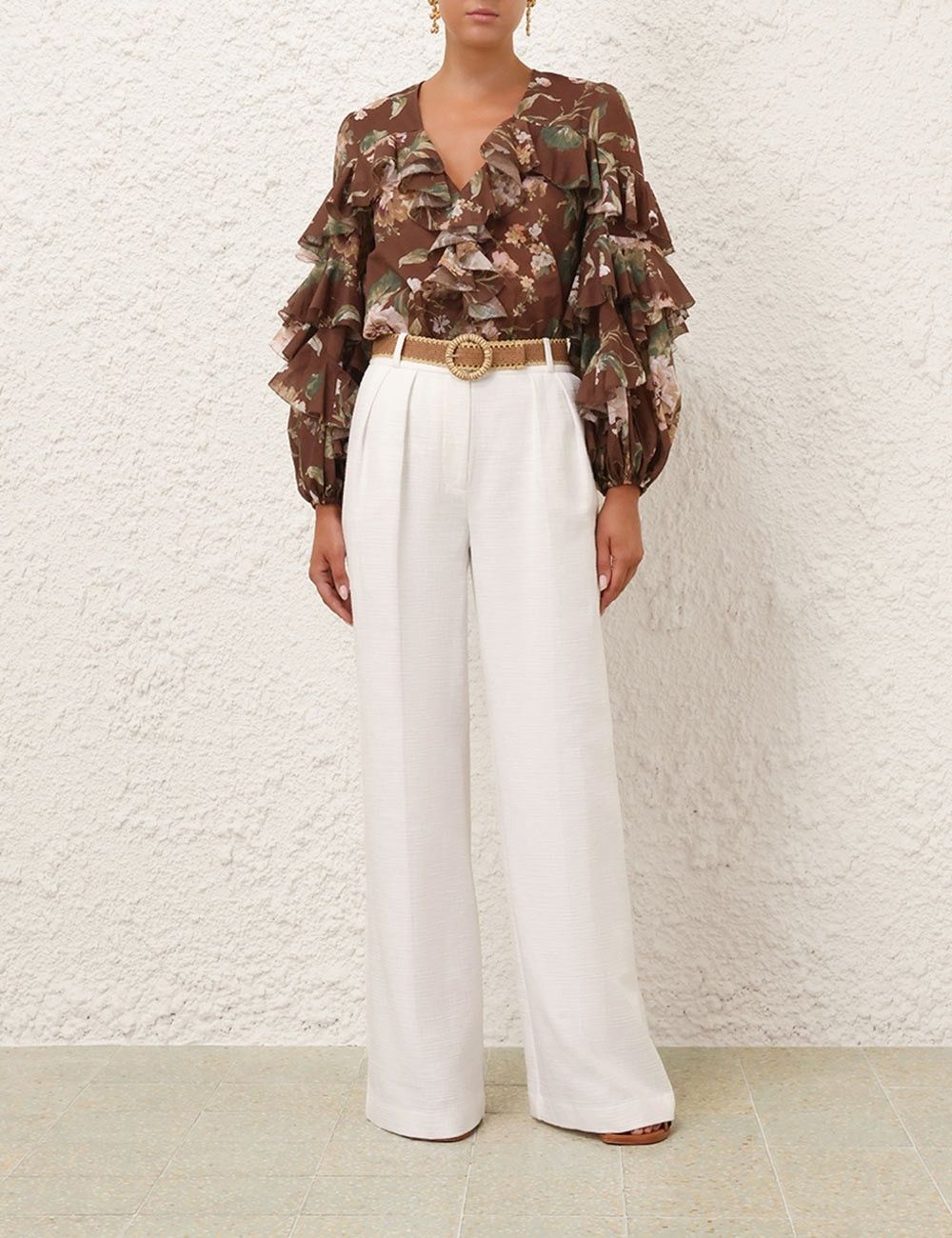 Zimmermann oc11z1025 Acacia Ruffle Blouse in Multicolor Size L / US 10 / IT 46 - 7 Thumbnail
