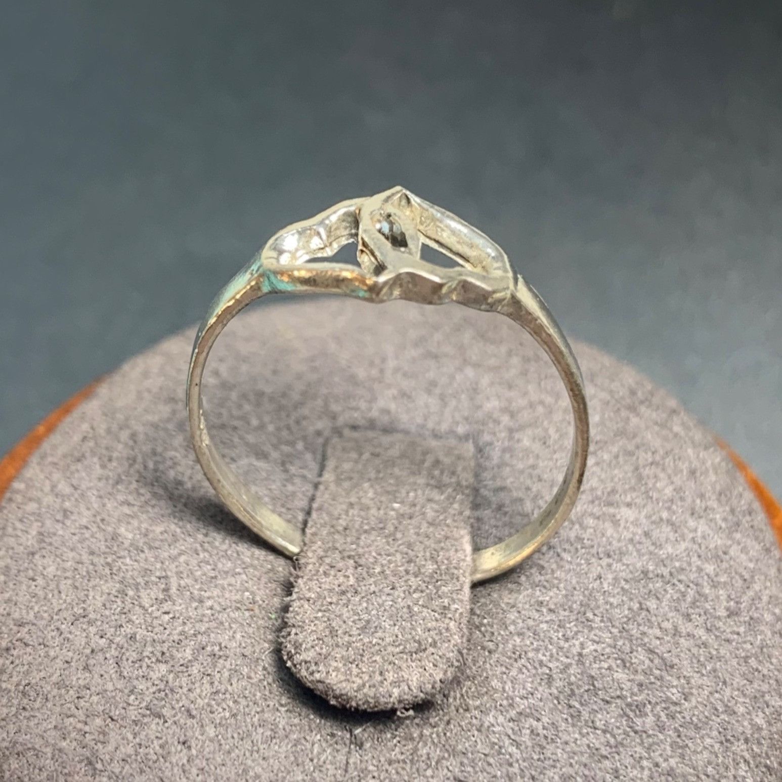 Vintage VTG Sterling Silver 925 Double Interlocking Heart Ring 7mm W Size ONE SIZE - 3 Thumbnail