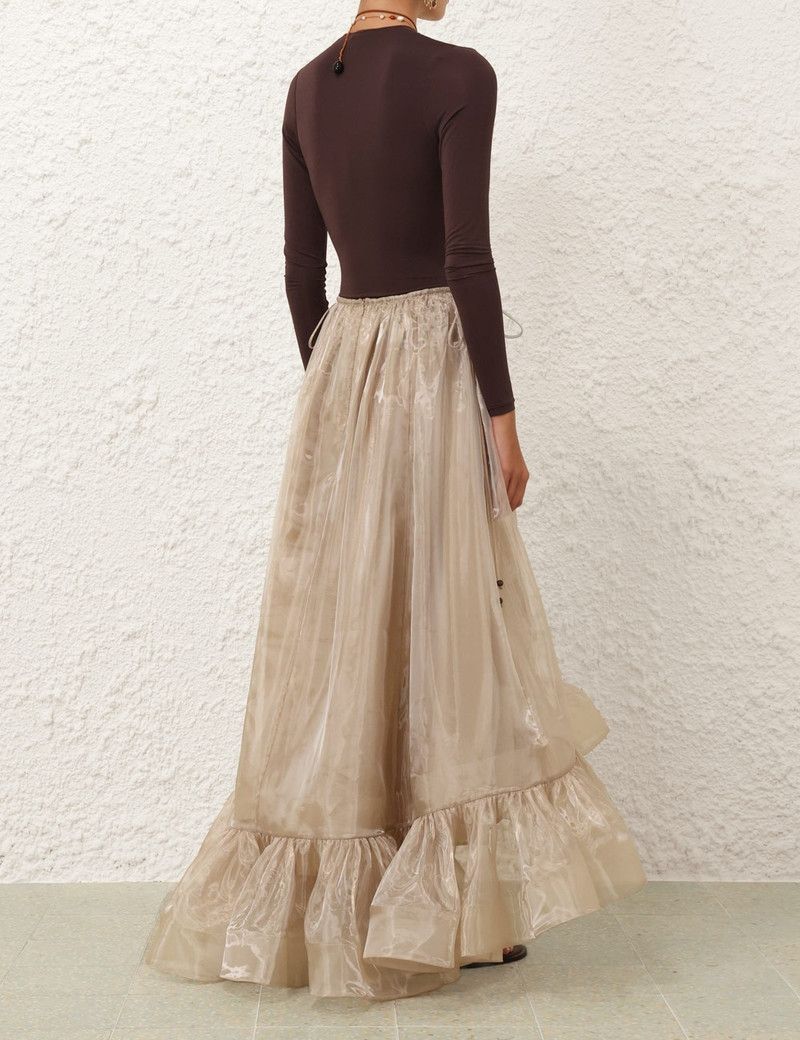 Zimmermann oc11z0226 Dawning Flounce Maxi Skirt In Beige Size 26" / US 2 / IT 38 - 4 Thumbnail