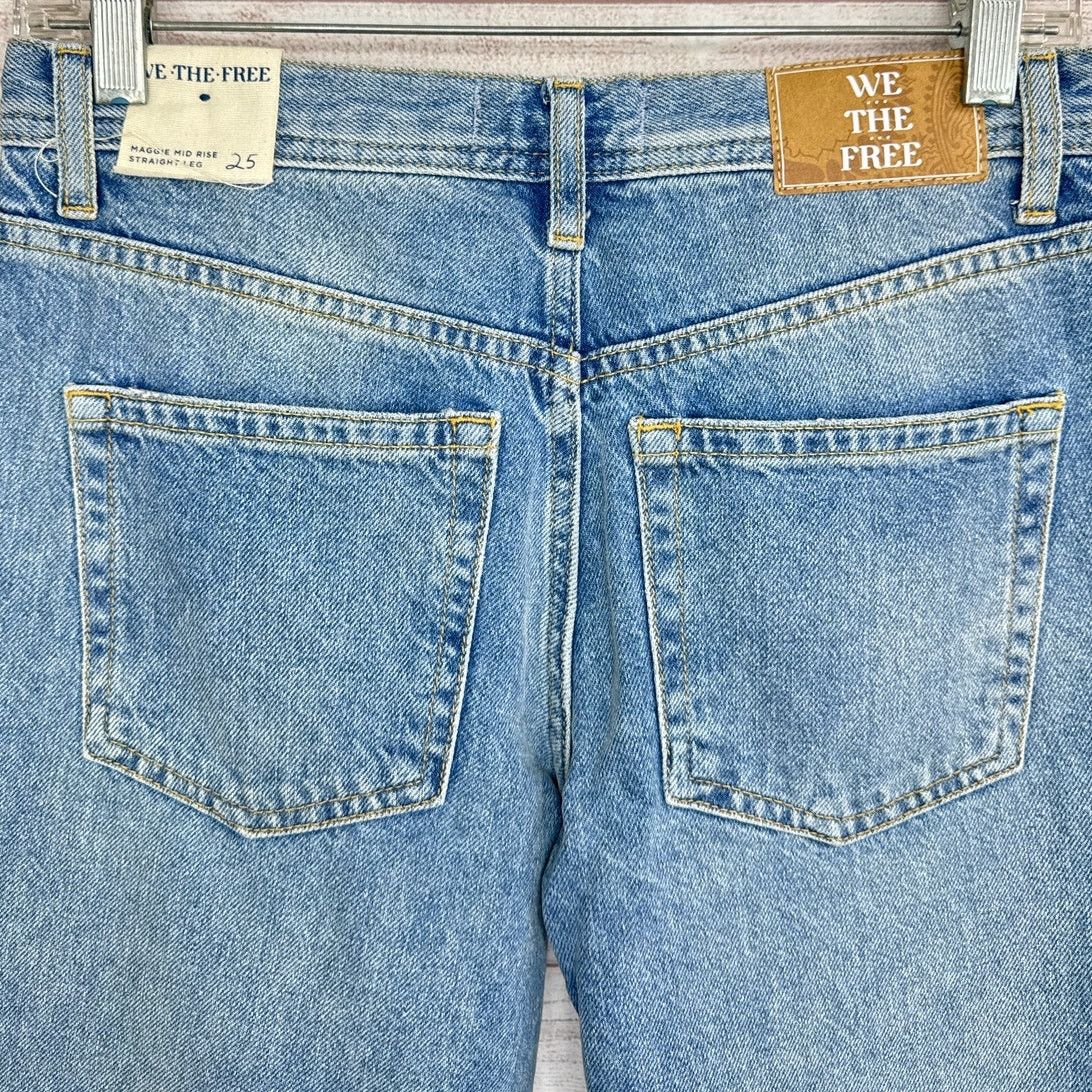 Free People NWT Free People Distress Straight Leg Jeans Size 25 Boho Size 25" / US 0 / IT 36 - 6 Thumbnail