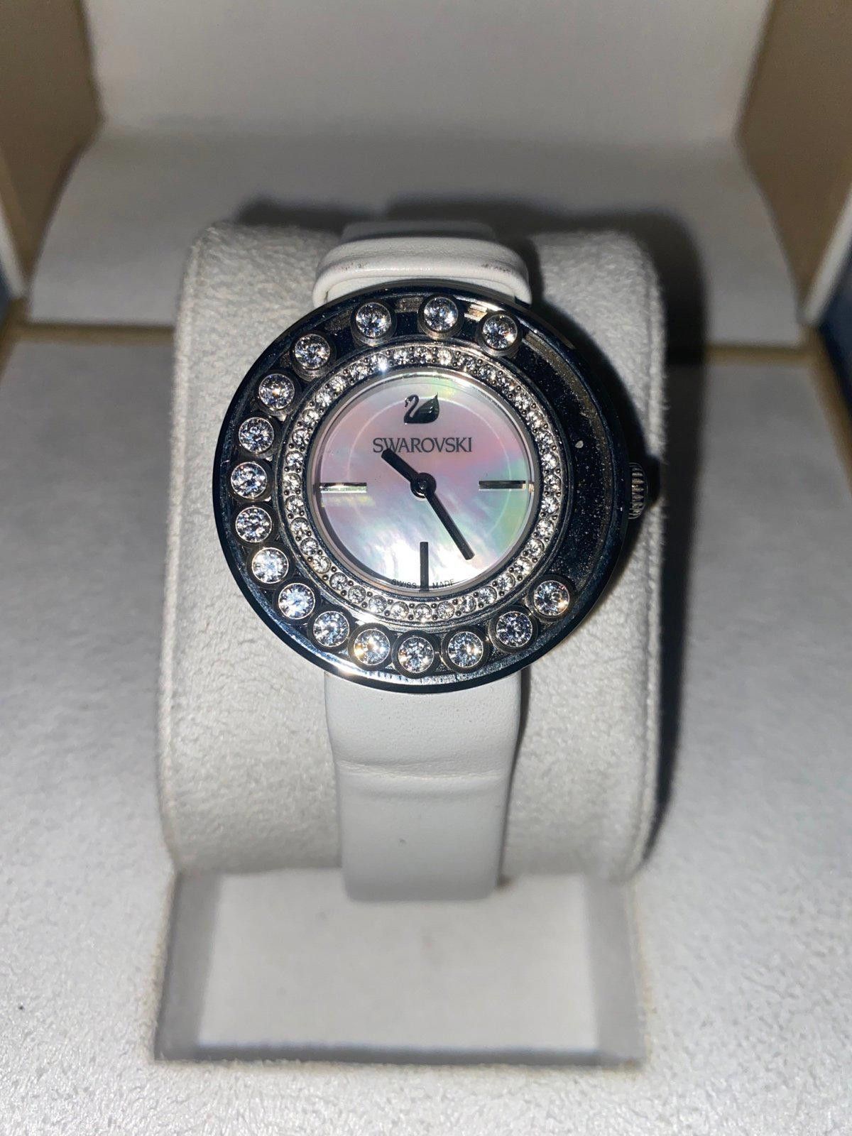 Swarovski Swarovski Women's Lovely Crystals White Leather Quartz Watch Size ONE SIZE - 1 Thumbnail