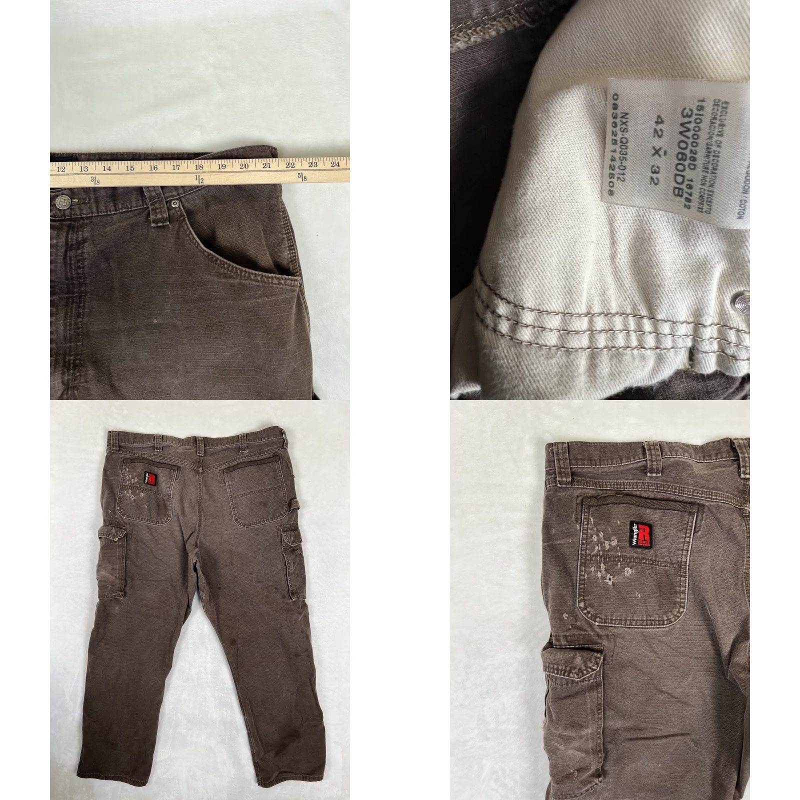 Wrangler Wrangler RIGGS Workwear Cargo Pants Brown 42x32 Cotton Canvas Relaxed Straight 90s Grunge Logo Mens Pants Size US 42 / EU 58 - 8 Thumbnail