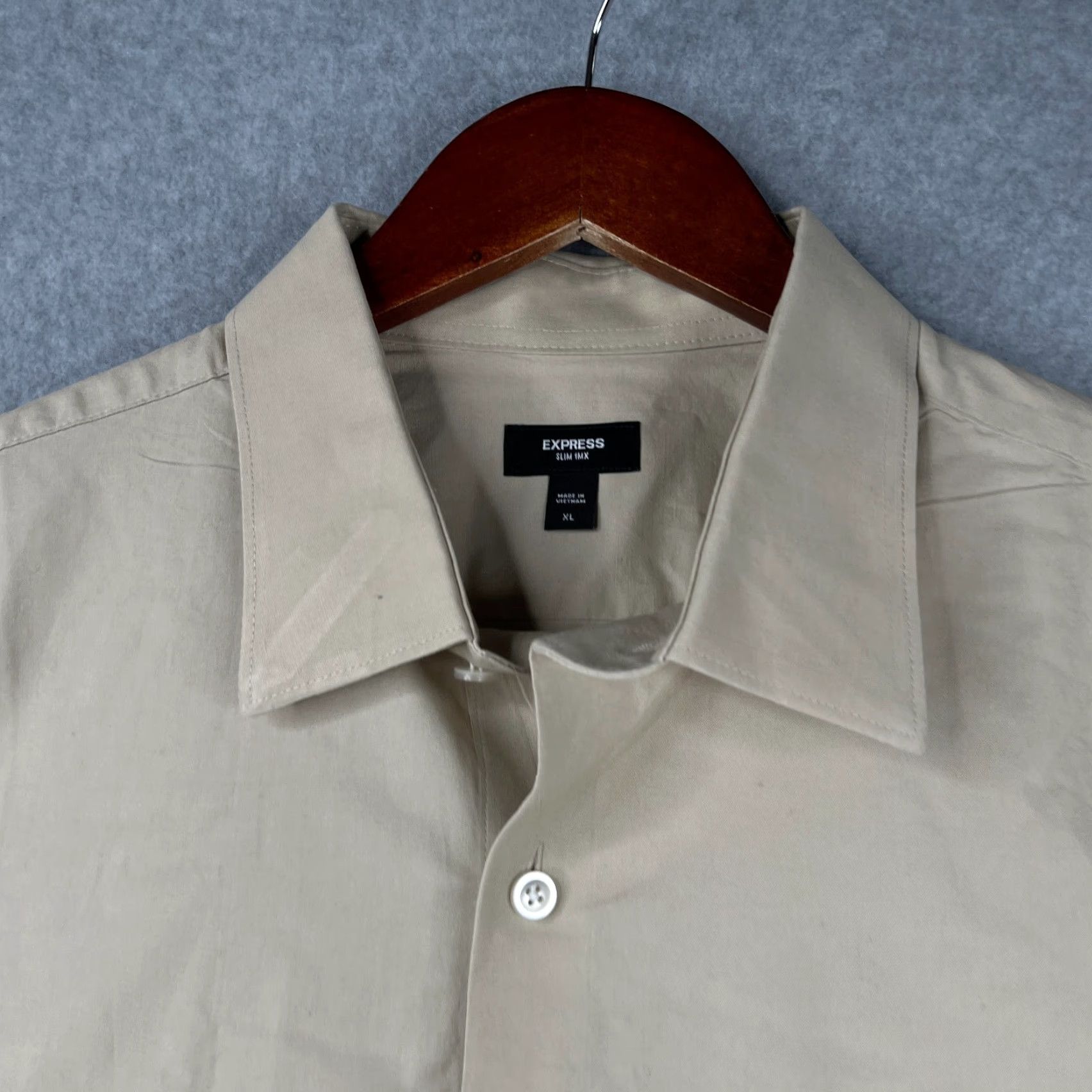 Express Express Shirt XL Beige Slim Classic Button Up Long Sleeve Mens Size US XL / EU 56 / 4 - 3 Thumbnail