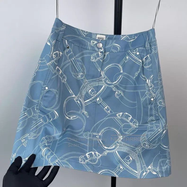 Hermes Hermes 24SS Blue Spiral Print Skirt Size 42" / US 20 - 3 Thumbnail