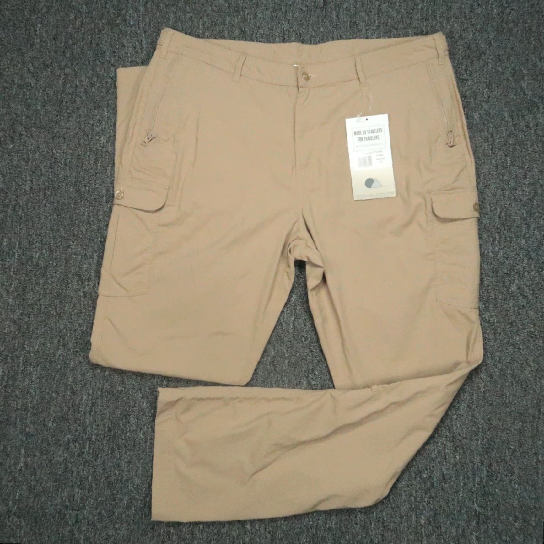 Clothing Arts Pants Womens 18 Khaki Tan Travel Hiking Outdoor Pockets Stretch Cargo Straight Inseam 32 Beige Nylon Spandex