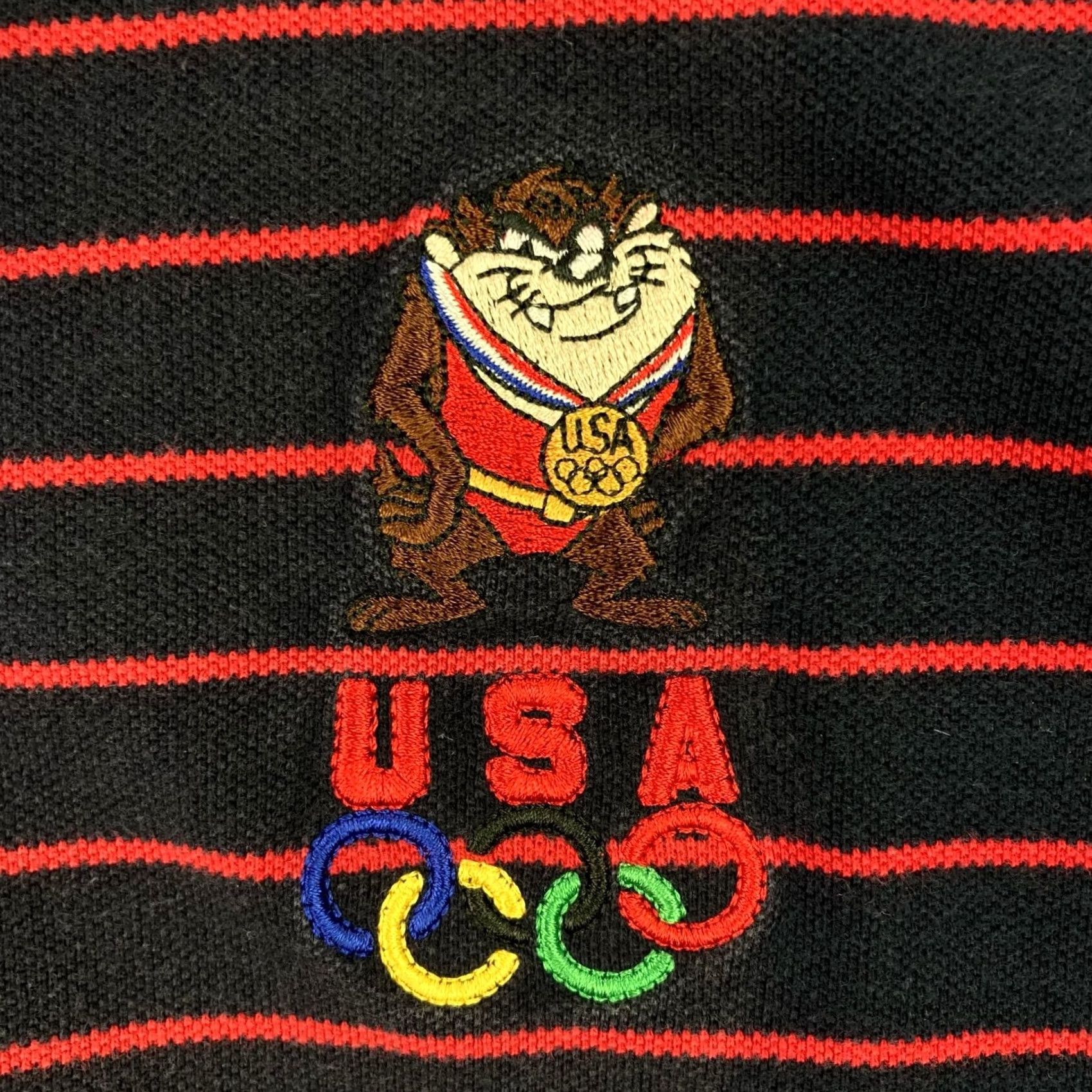 Vintage USA Olympic Men’s Looney Tunes Polo Shirt Blue Striped XL Size US XL / EU 56 / 4 - 3 Thumbnail