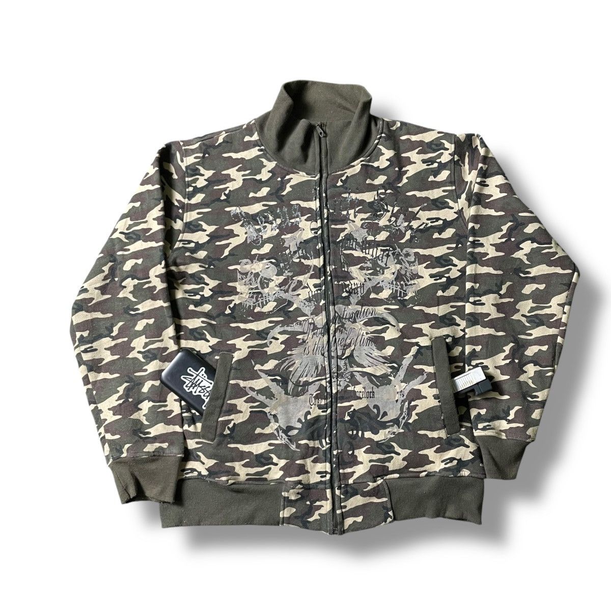 If Six Was Nine 🇯🇵 CENTER CLEASE SKULL WORDING CAMOUFLAGE FULL ZIP JACKET Size US L / EU 52-54 / 3 - 1 Thumbnail
