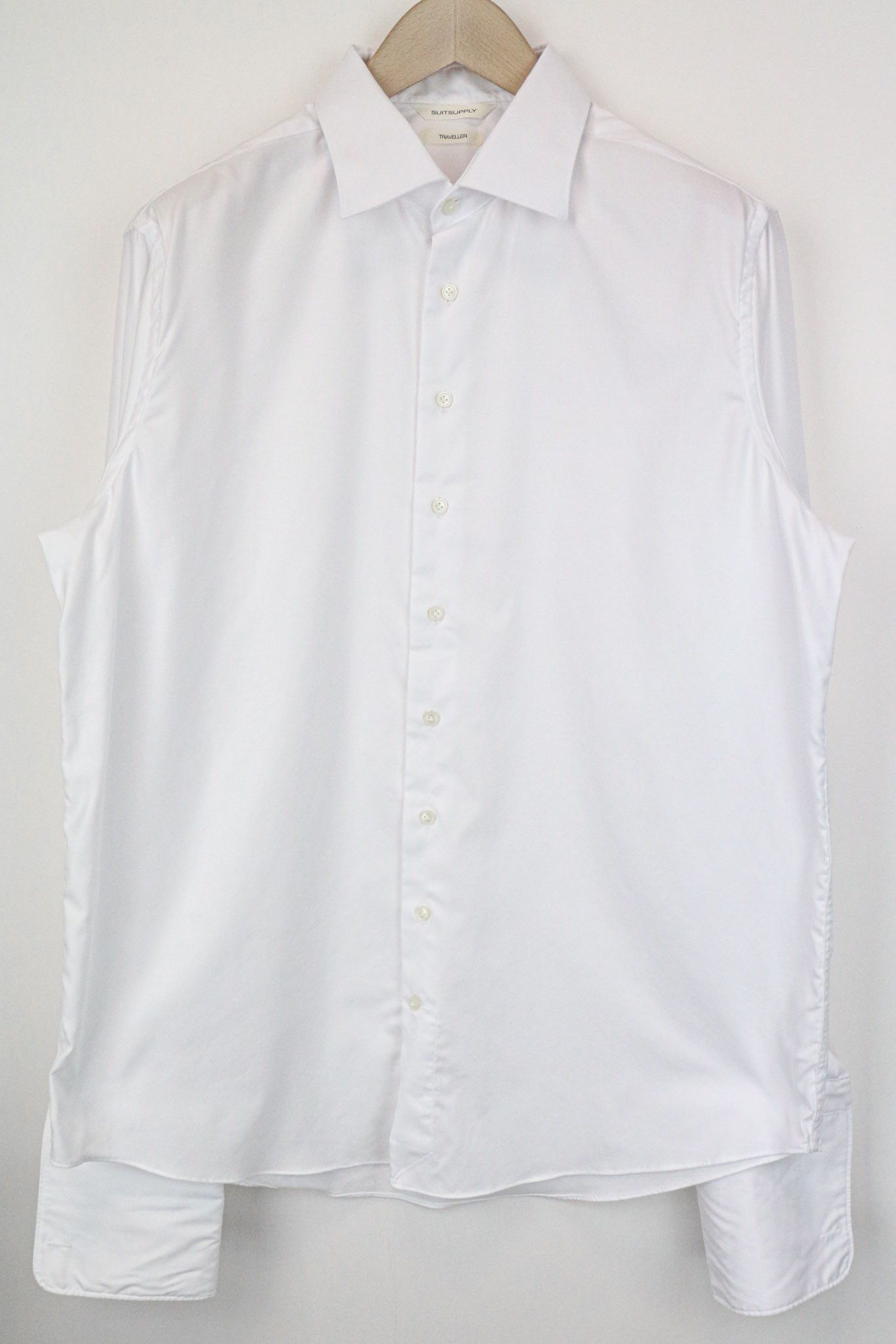 Suitsupply TRAVELLER 43 Slim White Cotton Formal Shirt 74777 Size US L / EU 52-54 / 3 - 1 Thumbnail