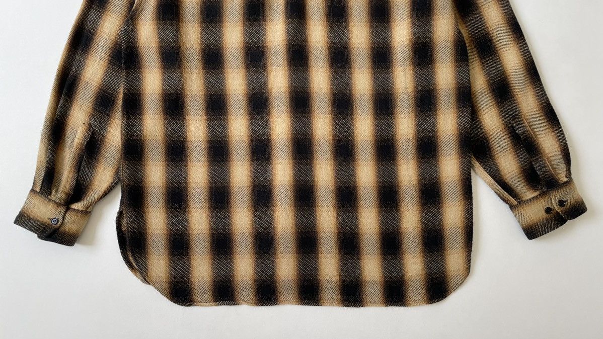 Dries Van Noten Brown Ombre Check Flannel Utility Shirt Size US XL / EU 56 / 4 - 14 Thumbnail