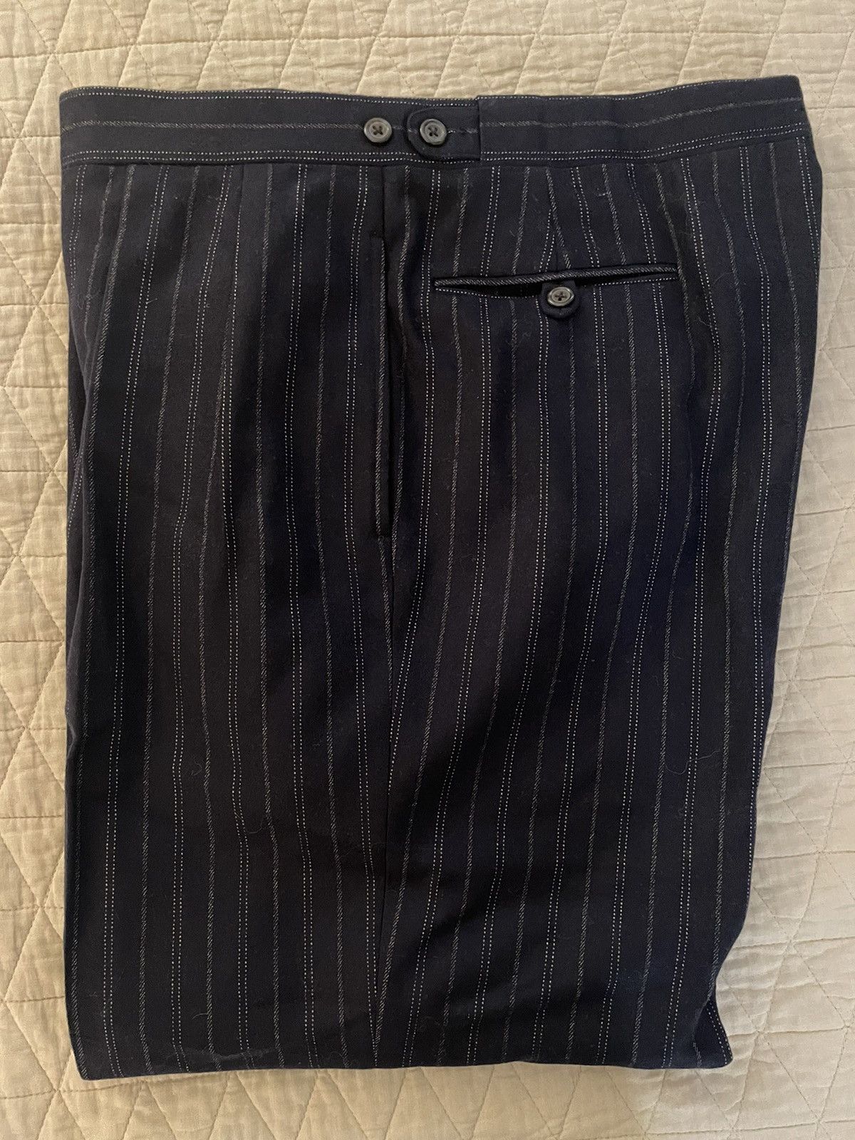 Polo Ralph Lauren × Vintage Virgin Wool and Cashmere Flannel Stripe Suit Size 46R - 3 Thumbnail