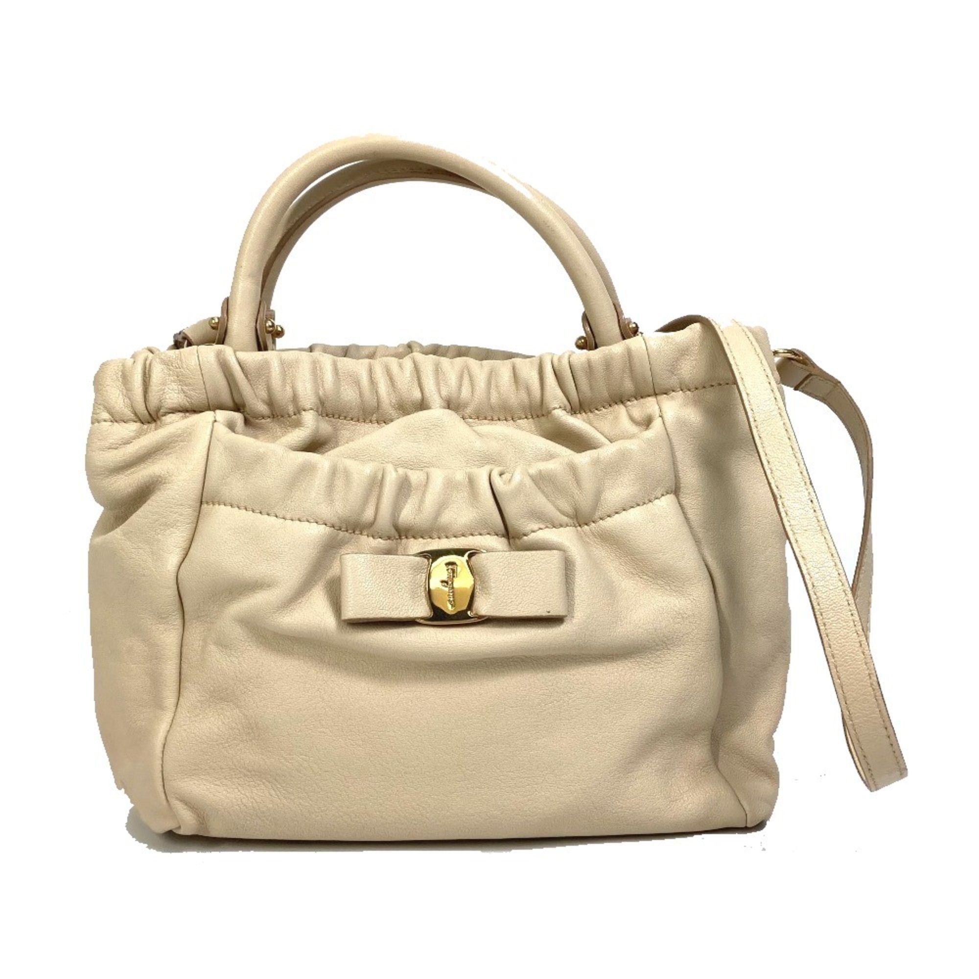 Salvatore Ferragamo Salvatore Ferragamo Vala 2WAY Shoulder Bag Hand Bag Light Beige Size ONE SIZE - 1 Thumbnail