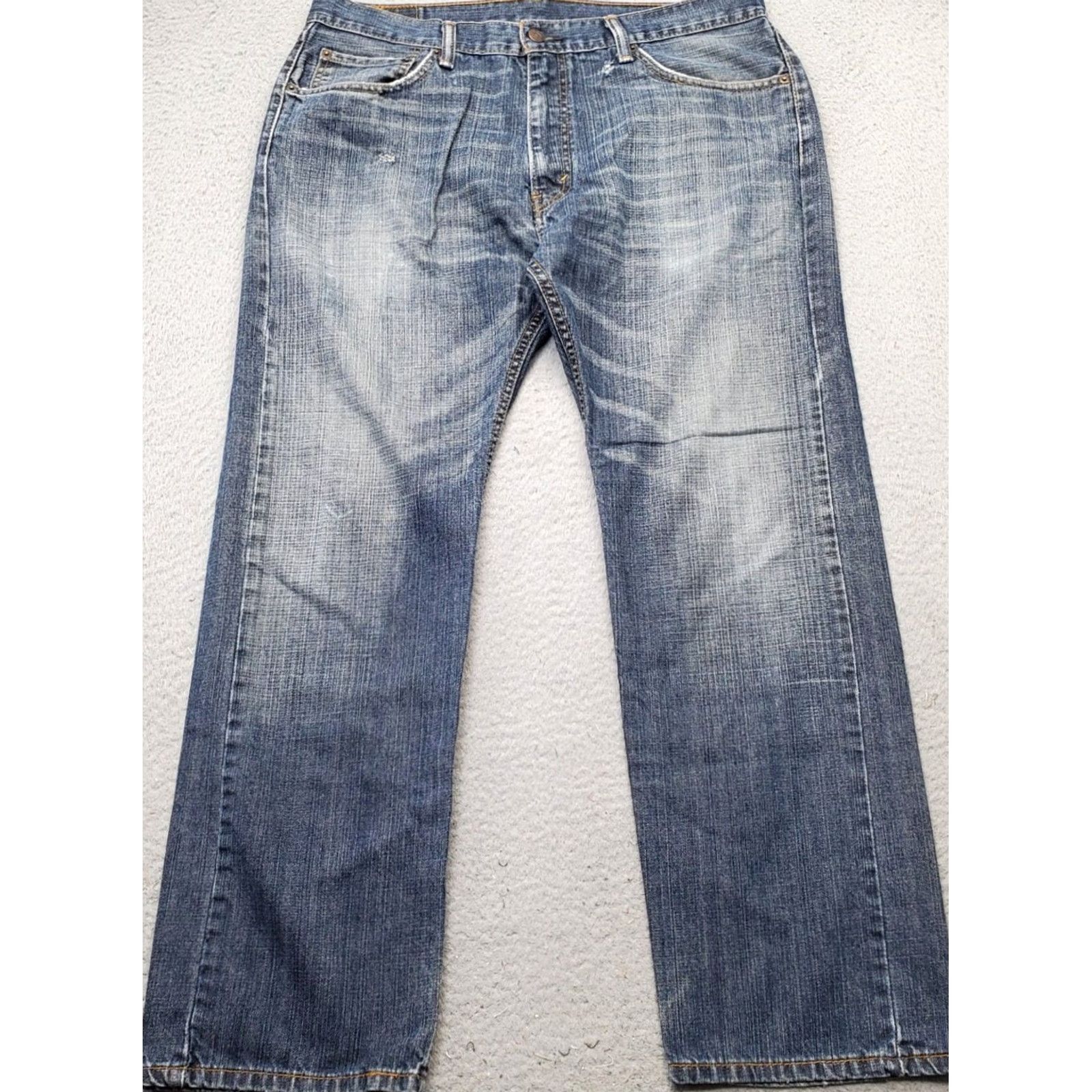 Levi's Levi's 505 Straight Leg Jeans Mens 36x30 Blue Denim Whiskered Double-Stitch Jeans Size US 36 / EU 52 - 2 Thumbnail