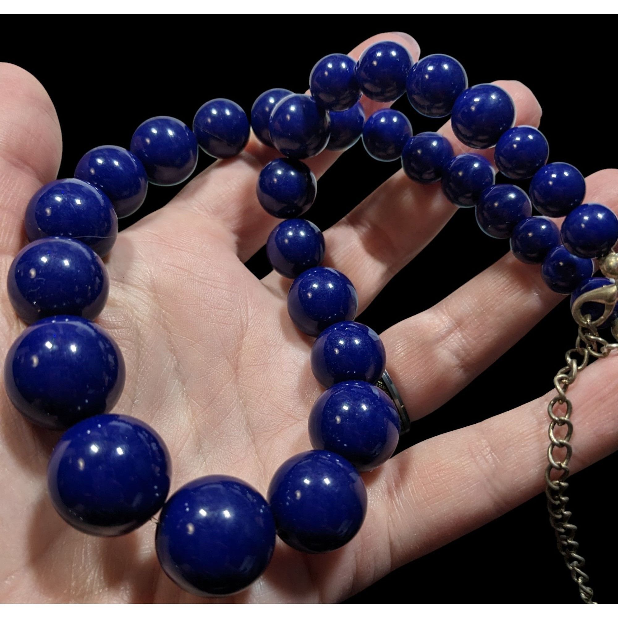Other Retro Blue Beaded Necklace With Adjustable Chain Clasp Size ONE SIZE - 3 Thumbnail