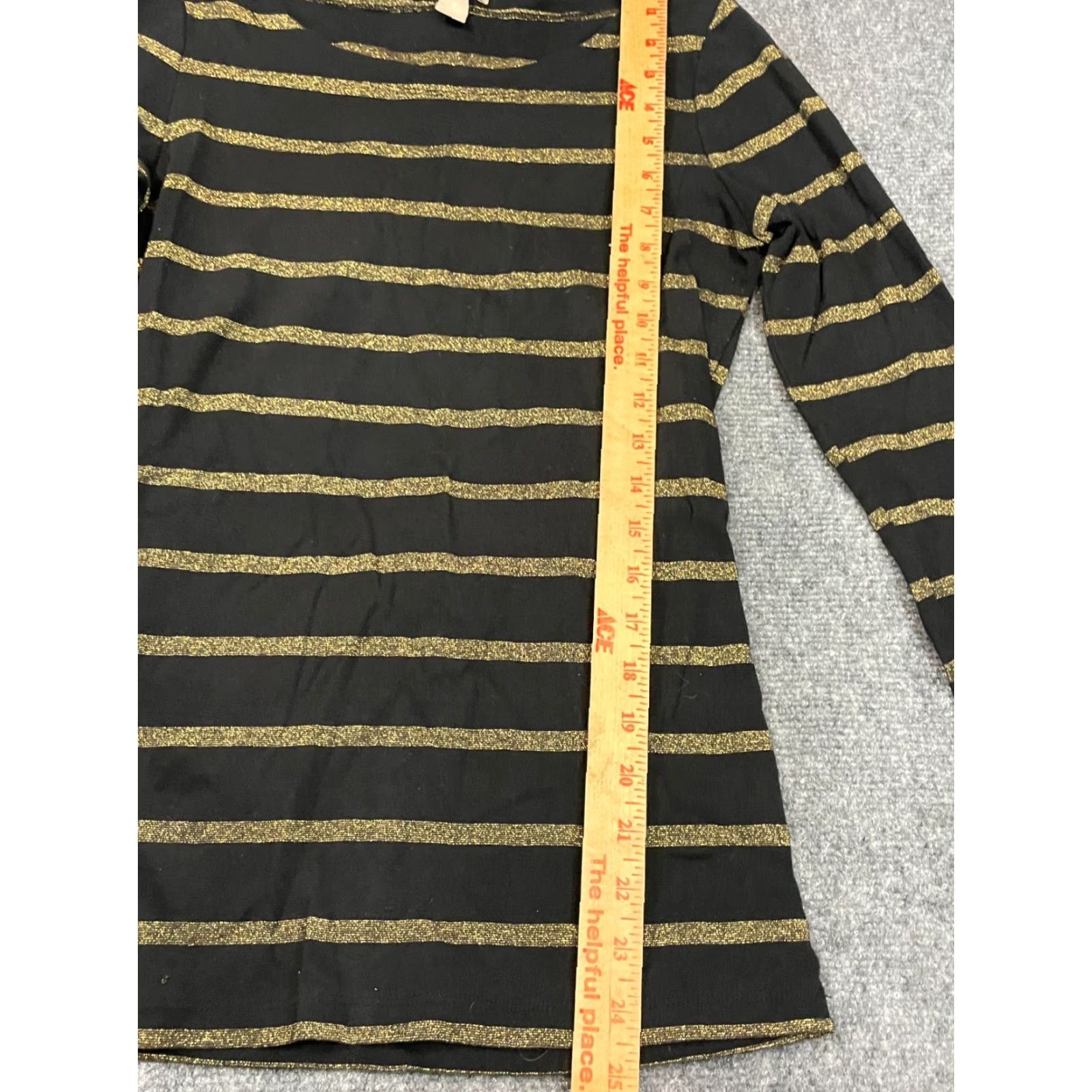 Banana Republic Banana Republic Blouse Top Womens Small S Long Sleeve Black Gold Stripes Cotton Size S / US 4 / IT 40 - 3 Thumbnail