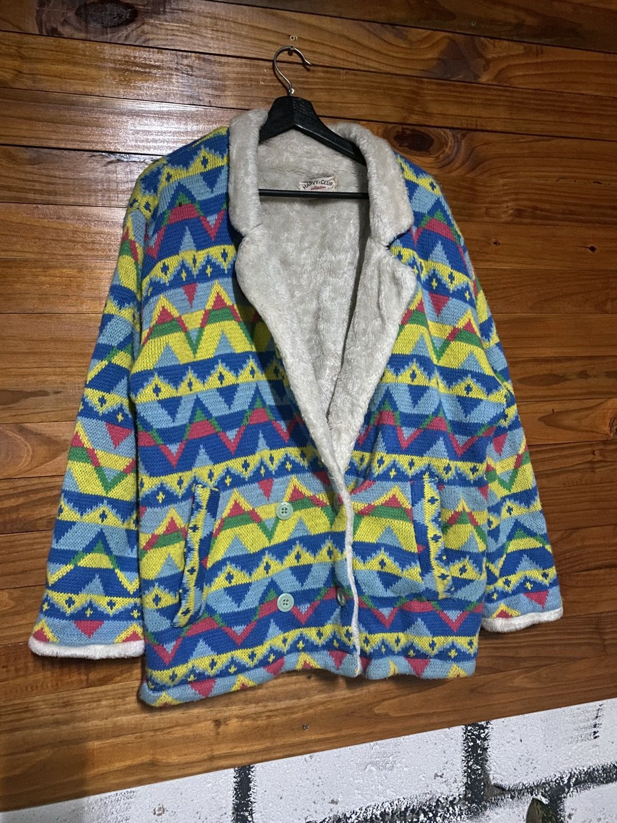 Vintage Harvy Club Collection Sports Geometric Knit Jacket