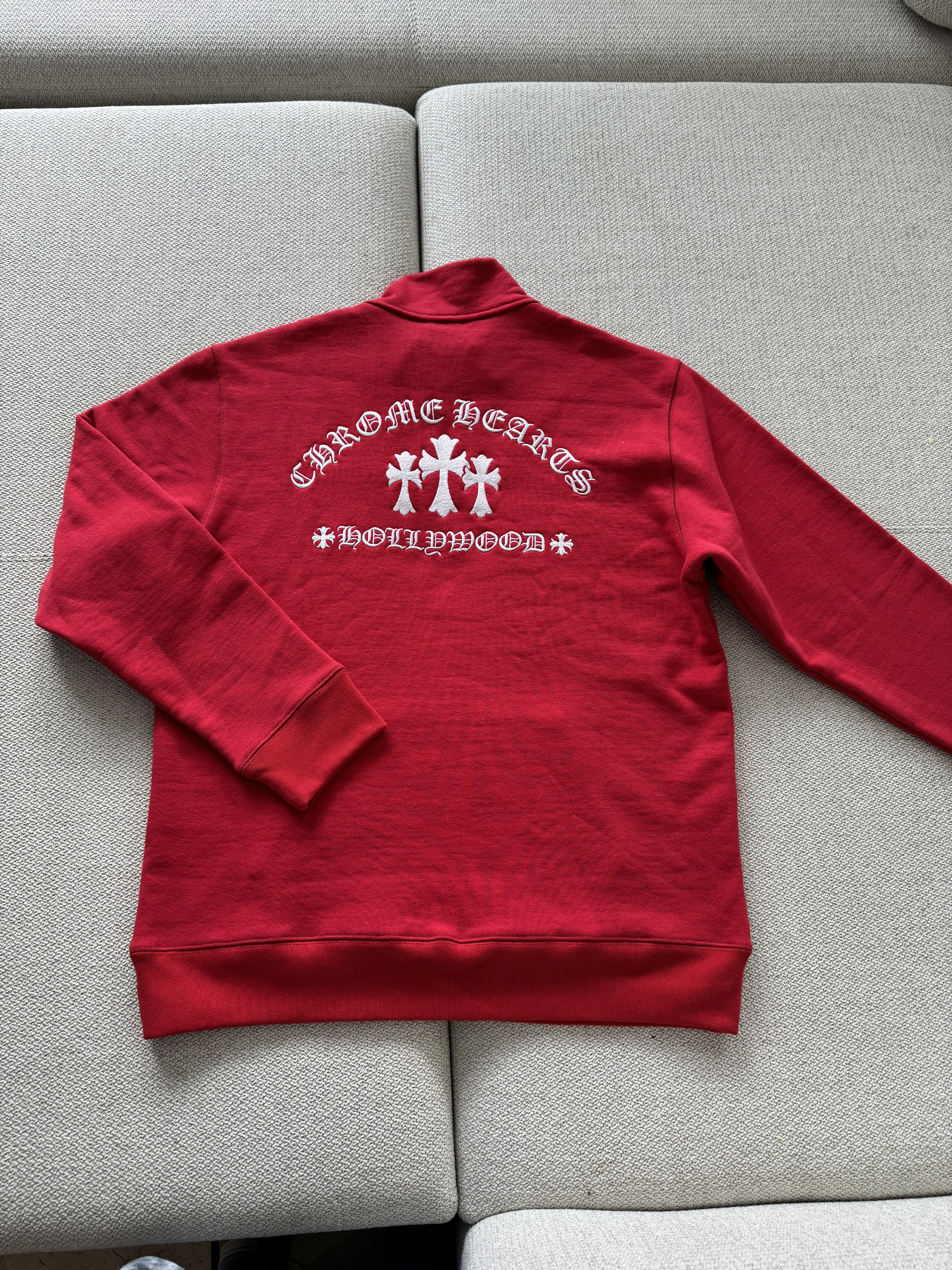 Chrome Hearts Chrome Hearts Red Hollywood Triple Cross Half Zip Sweatshirt Size US L / EU 52-54 / 3 - 9 Thumbnail