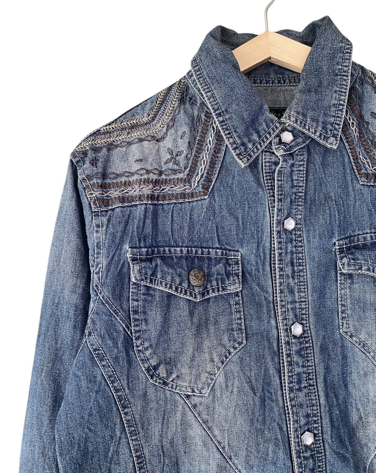If Only Was True × In The Attic Rare IN THE ATTIC Pearl Snap Button Denim Shirt Size US L / EU 52-54 / 3 - 9 Thumbnail