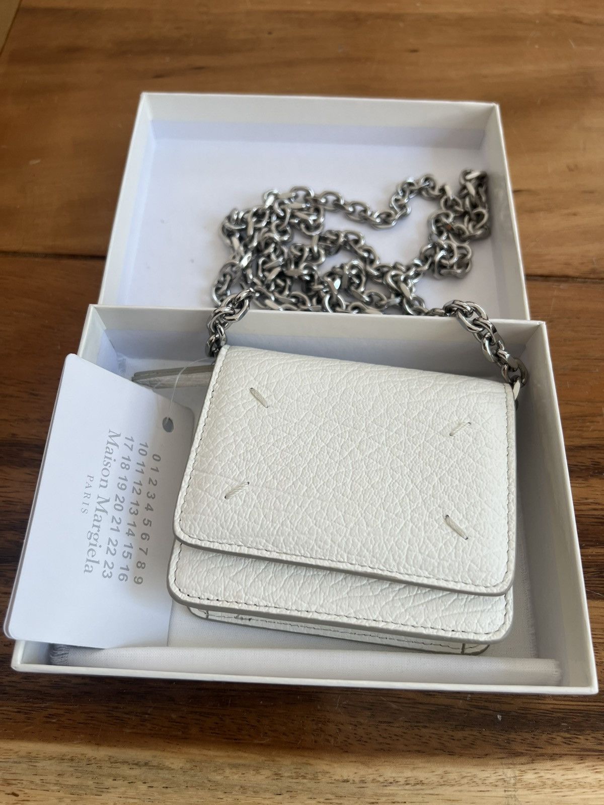 Maison Margiela Maison Margiela Four Stitches leather chain wallet White Size ONE SIZE - 4 Thumbnail