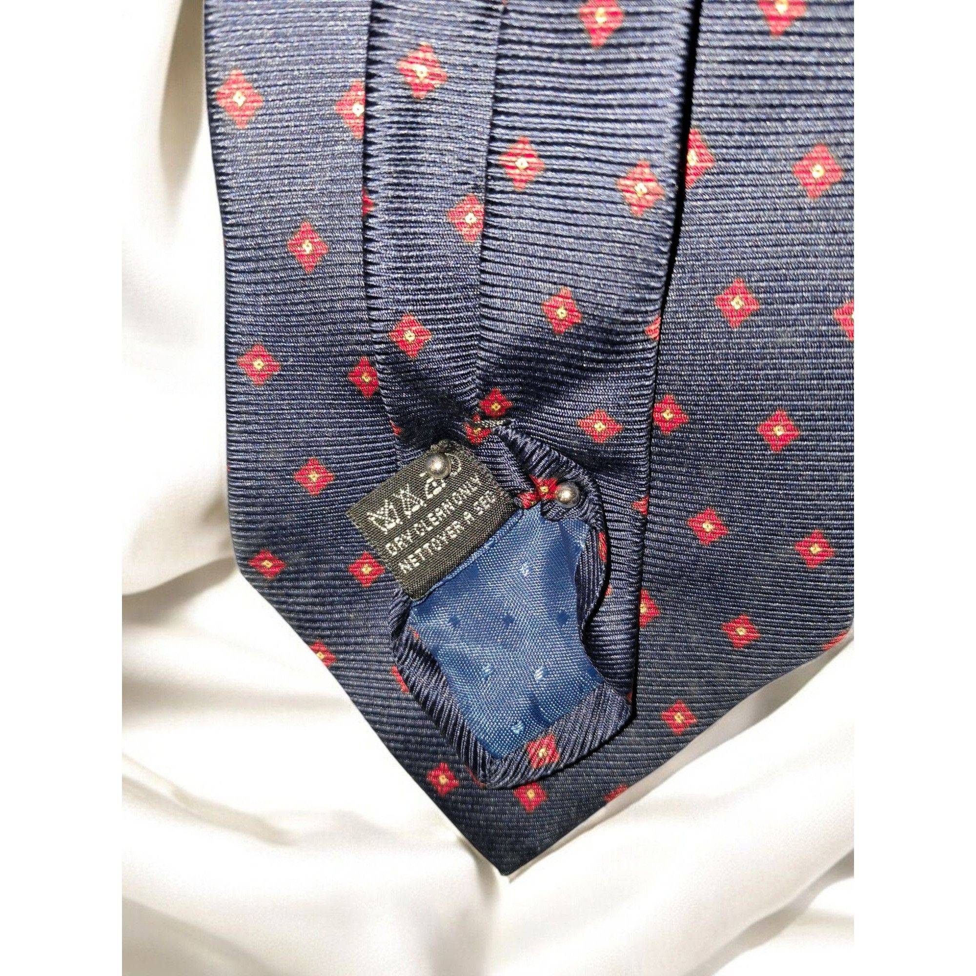 Other Guilio Randi 100% Silk Navy Blue with Red Diamond Pattern Ma Size ONE SIZE - 7 Thumbnail