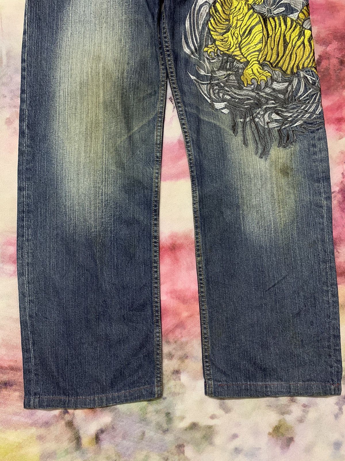 Hysteric Glamour Karakuri Tamashi Embroidered Tiger Japan Sukajan Denim Size US 35 - 4 Thumbnail