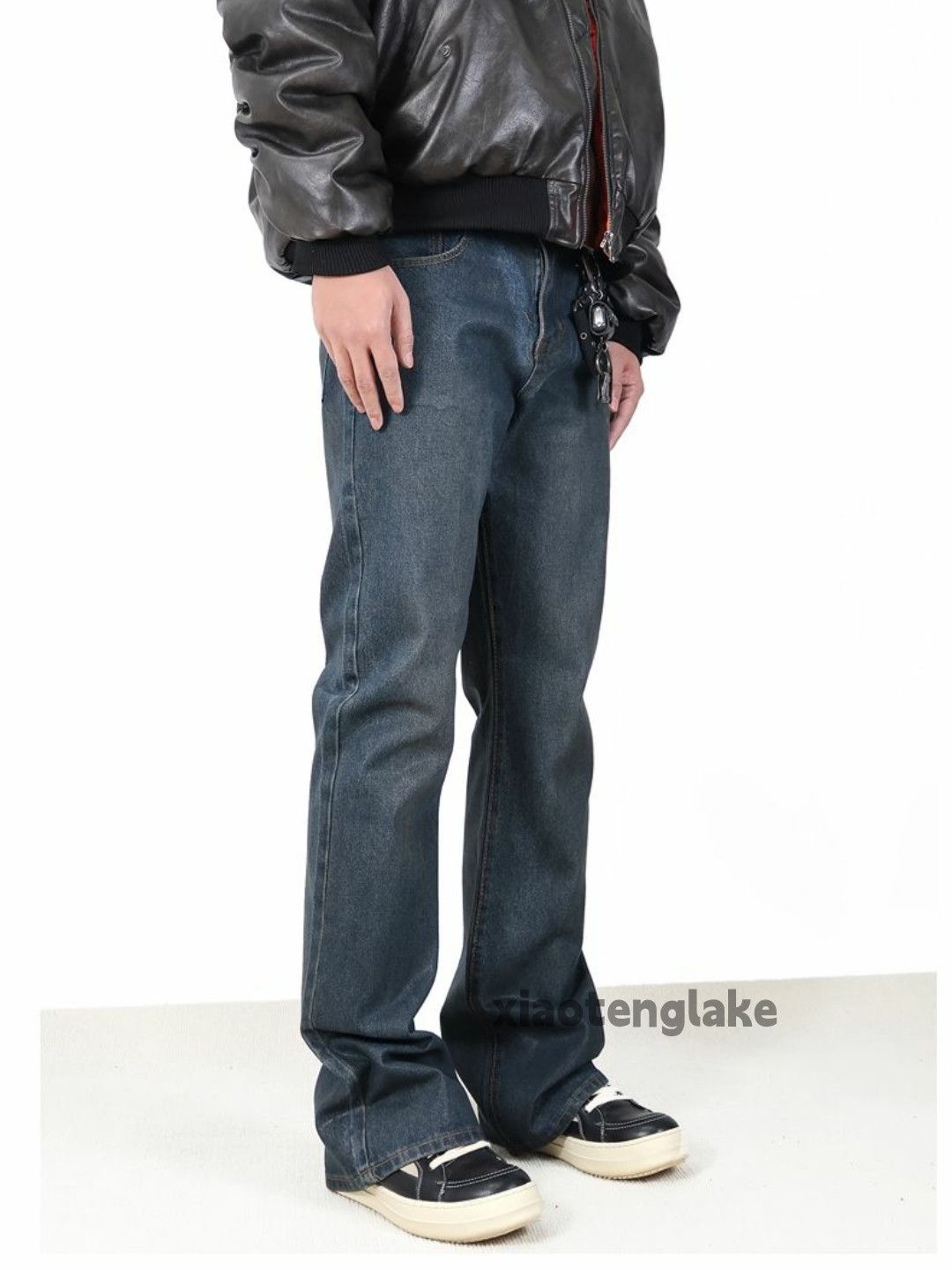 Jean × Vintage wax washed faded stain punk grunge flared jeans Size US 32 / EU 48 - 3 Thumbnail