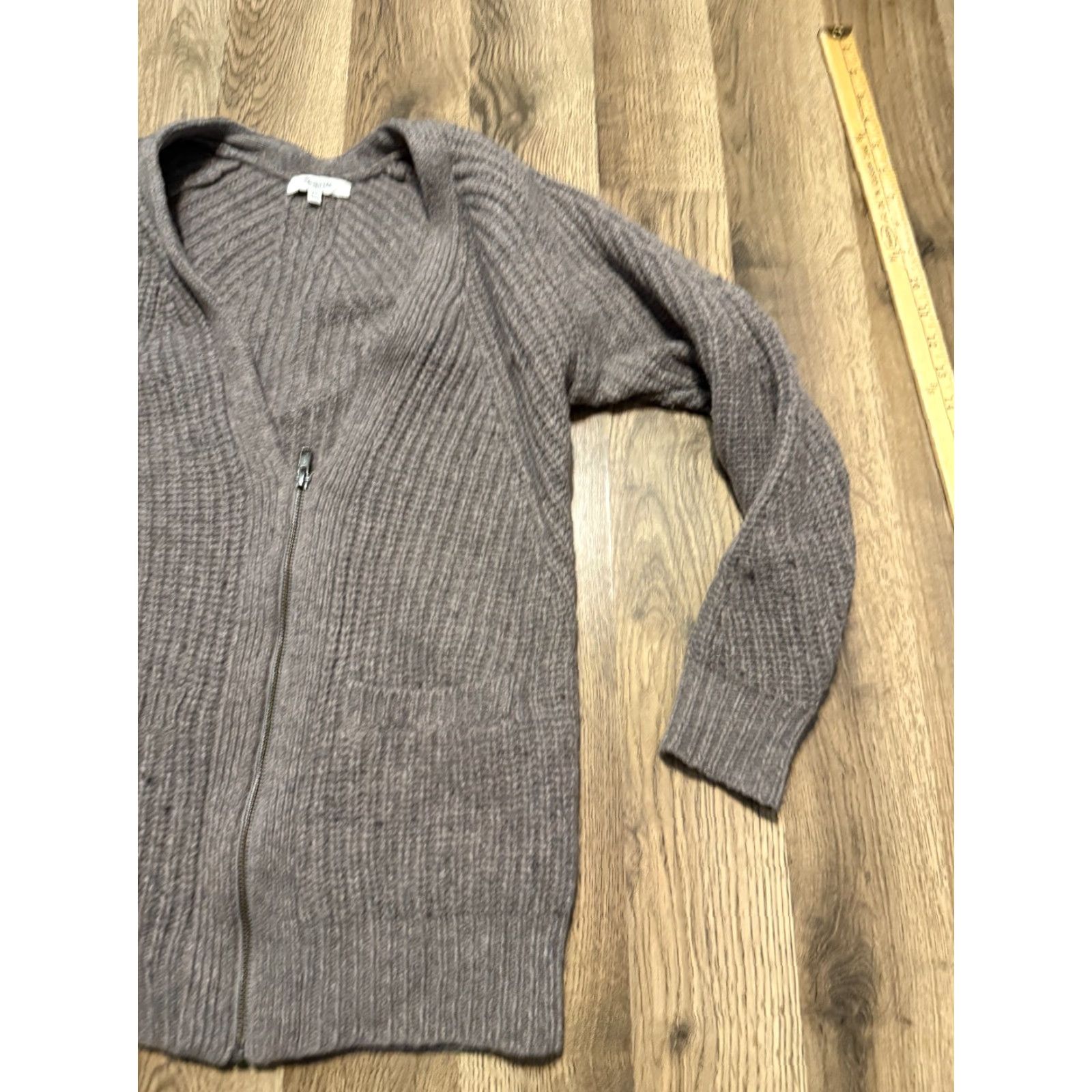Madewell Madewell Sweater Cardigan, Women's XS, Brown, Full Zip, 100% Merino Wool, Wool, Knit, Solid, Regular, Fall Spring Winter, Women, Size XS Size XS / US 0-2 / IT 36-38 - 4 Thumbnail