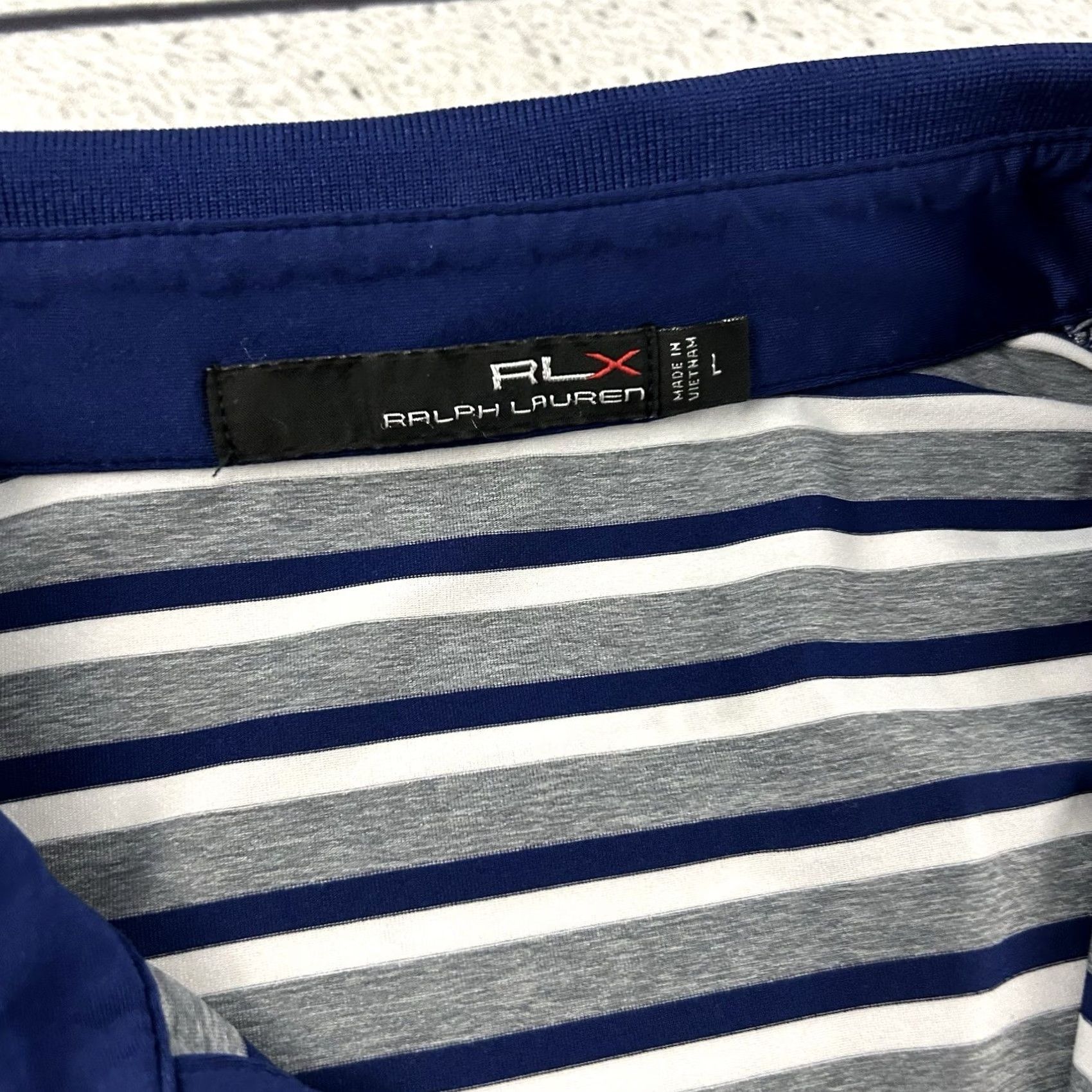 RLX Ralph Lauren RLX Ralph Lauren Short Sleeve Striped Golf Polo Shirt Mens L Blue Gray Size US L / EU 52-54 / 3 - 3 Thumbnail