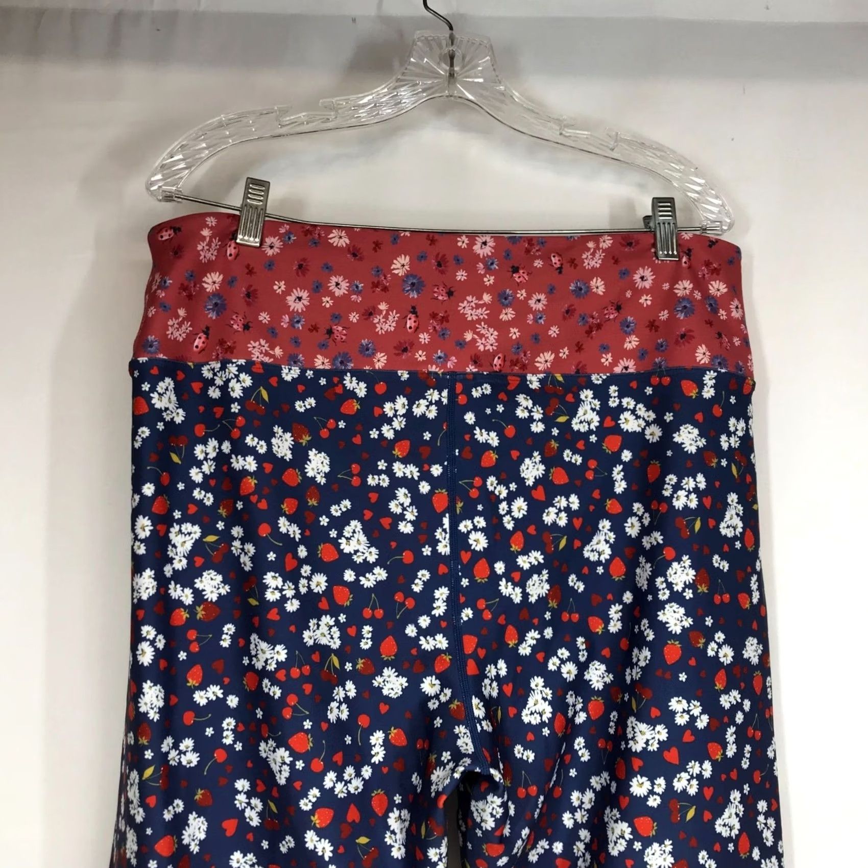 Vintage ANTHROPOLOGIE KACHEL WOMEN'S 1X LEGGINGS RED/BLUE FLORAL PLUS FITTED PANTS Size 40" / US 18 - 5 Thumbnail