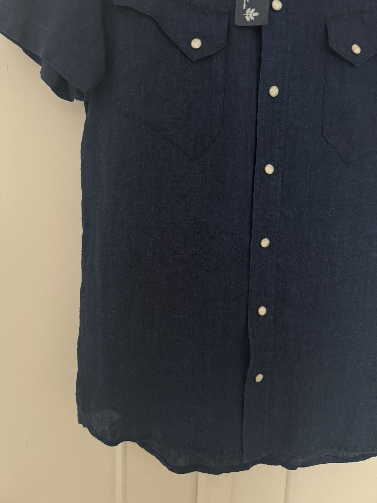 Taylor Stitch Taylor Stitch Embroidered Short Sleeve Western Indigo Linen Size US XS / EU 42 / 0 - 6 Thumbnail