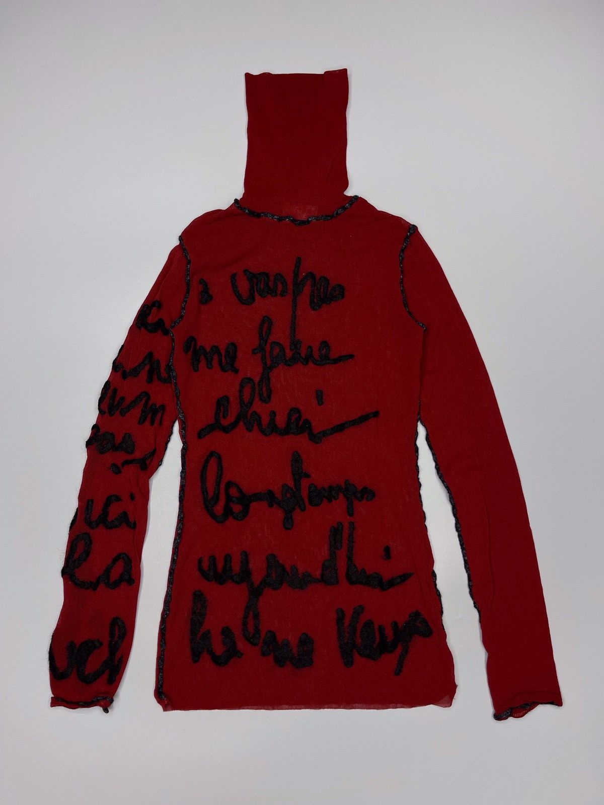 Jean Paul Gaultier RARE GRAIL Jean Paul Gaultier Script Mesh Thank Top FW01 Size S / US 4 / IT 40 - 8 Thumbnail